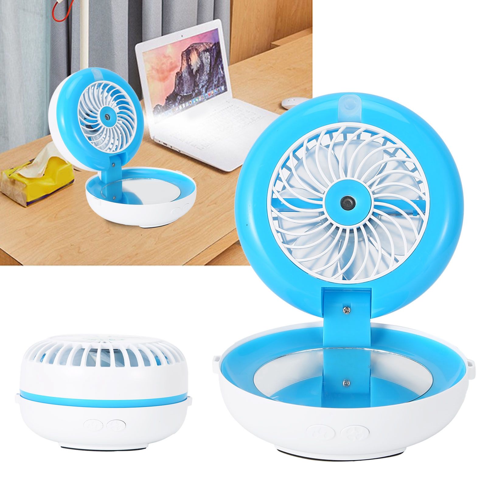 Multifunctional Folding Fan Portable USB Charging Makeup Mirror Humidifier view 12