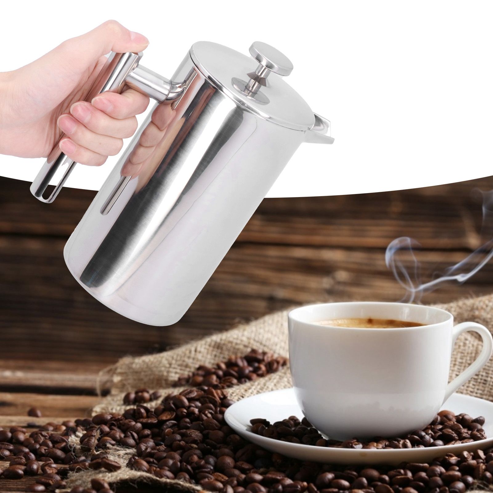 1000ml Hand Brewing Coffee Pot Stainless Steel Coffee Press Pot DoubleLayer view 11