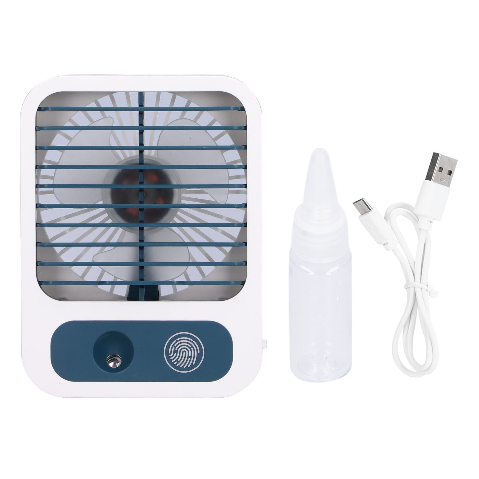 Humidifying Spray Fan Mini Portable Air Cooler Handheld USB Charging Fan White view 2