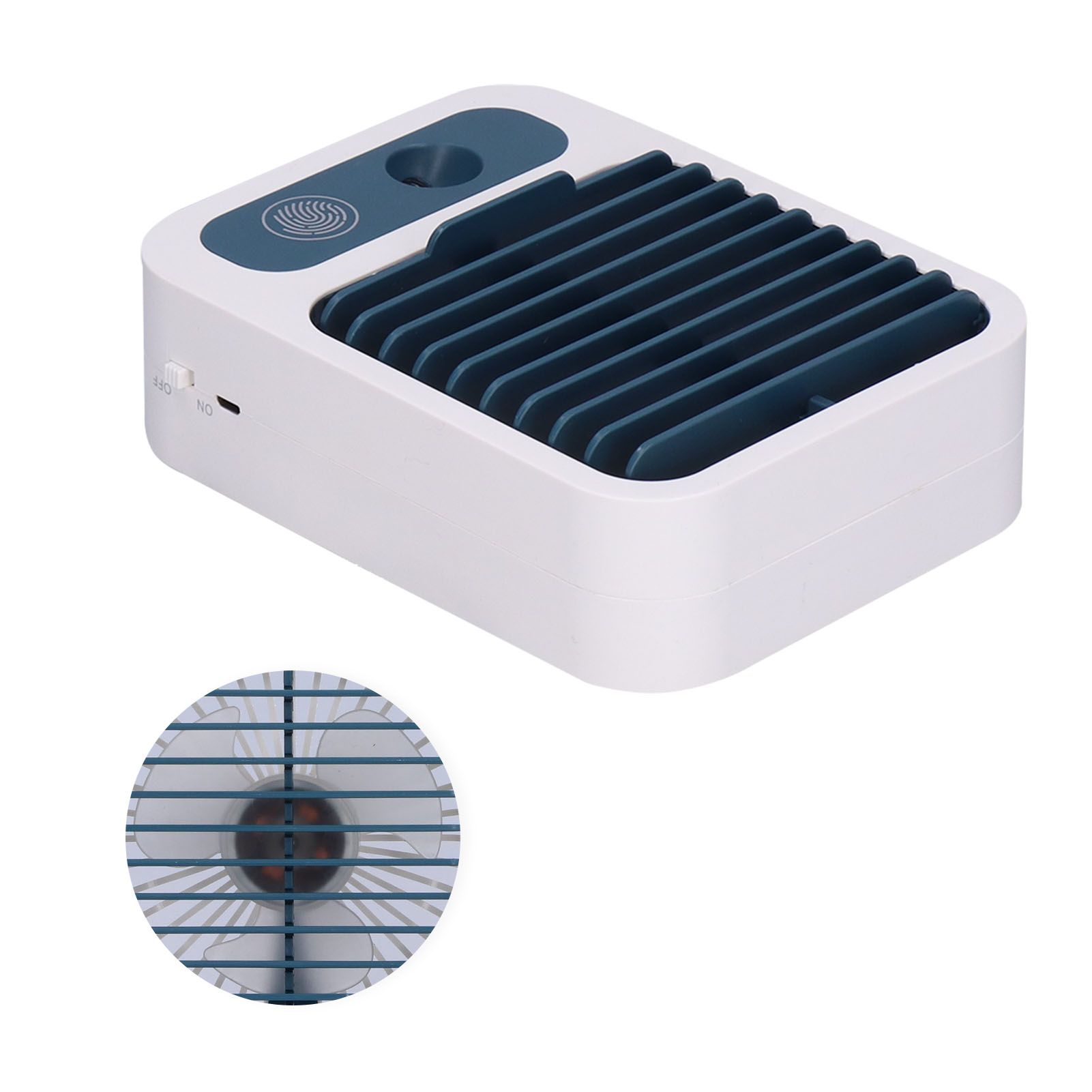 Humidifying Spray Fan Mini Portable Air Cooler Handheld USB Charging Fan White view 3