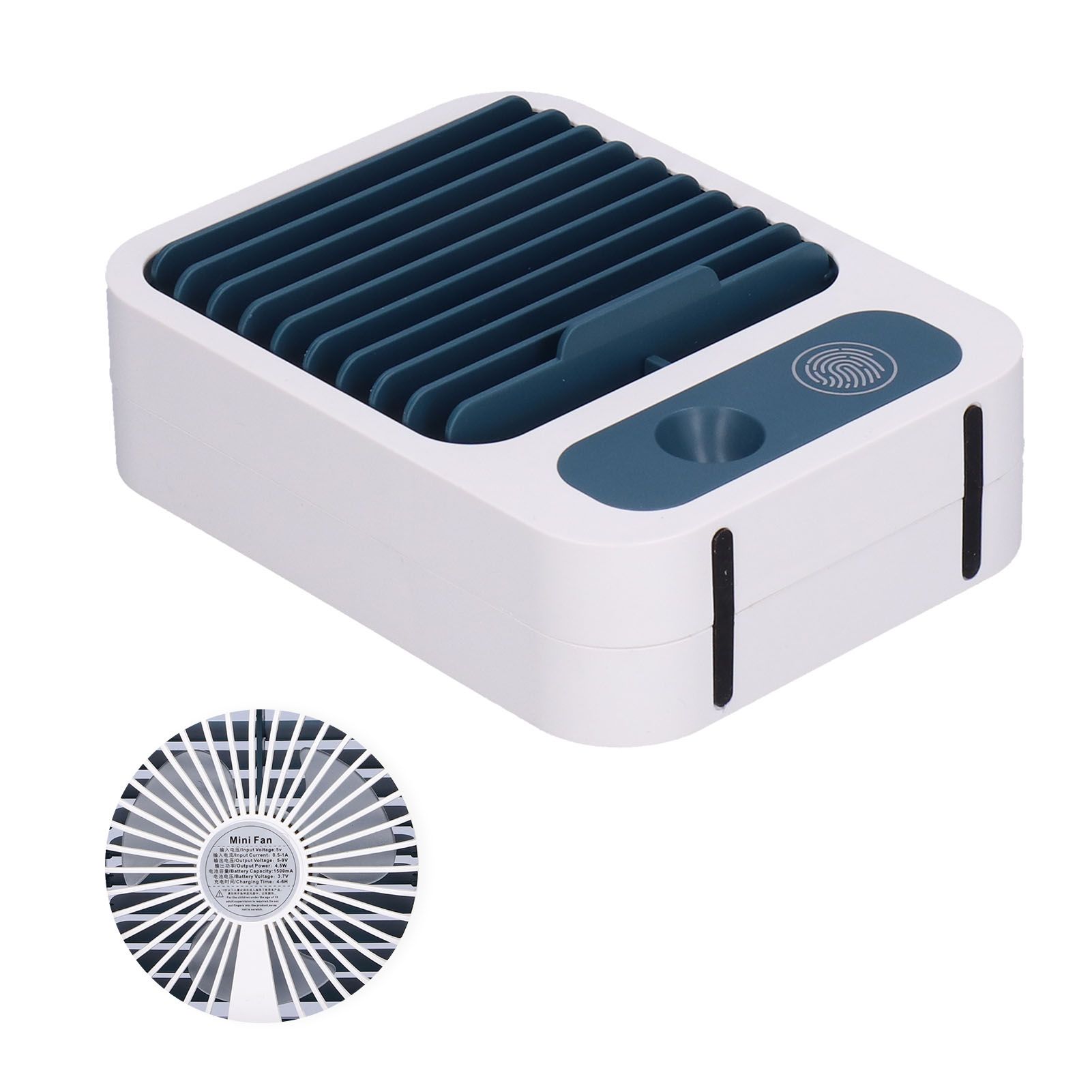 Humidifying Spray Fan Mini Portable Air Cooler Handheld USB Charging Fan White view 4