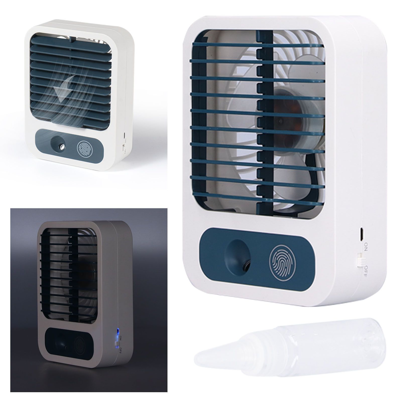 Humidifying Spray Fan Mini Portable Air Cooler Handheld USB Charging Fan White view 12