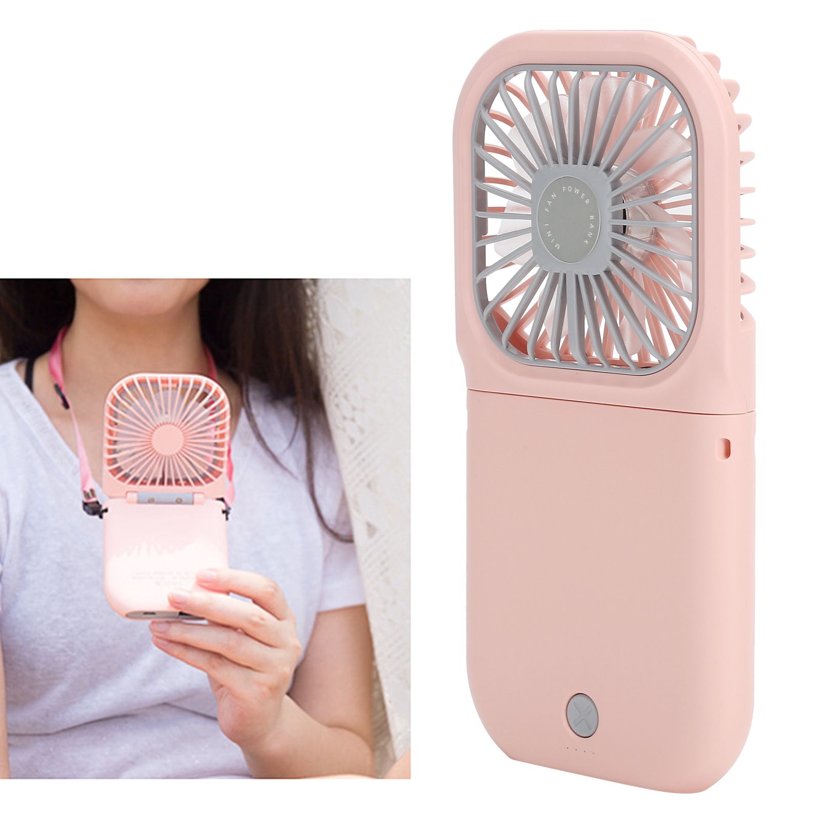 Hanging Neck Fan Mini Portable Folding 3 Speed Adjustable USB Charging Low view 12