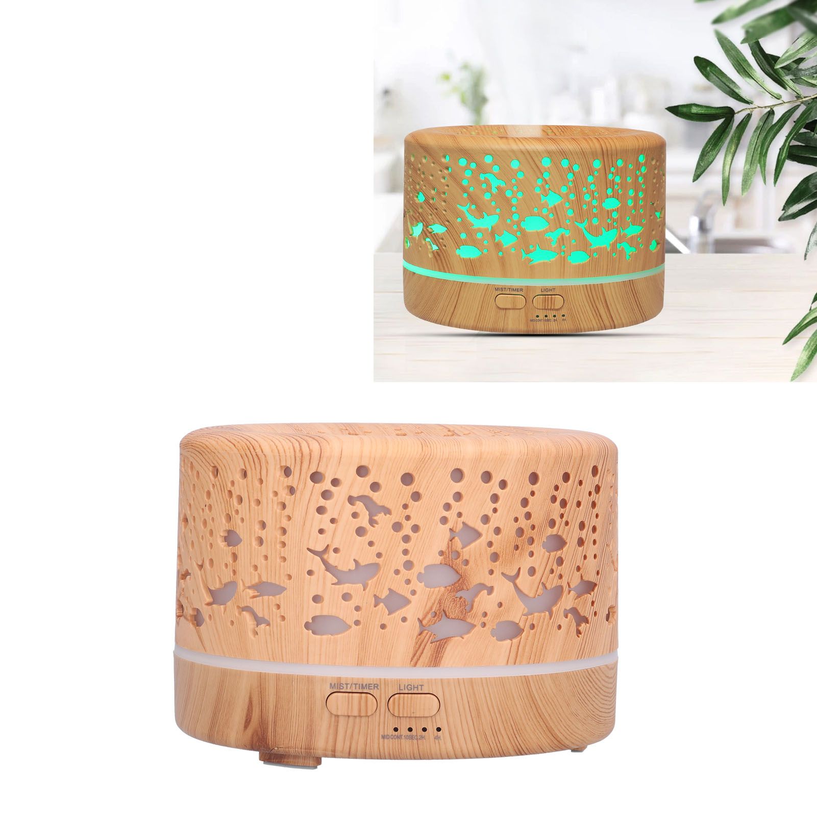 700ml Humidifier Wood Grain Remote Control Aroma Diffuser Bluetooth Speaker view 11