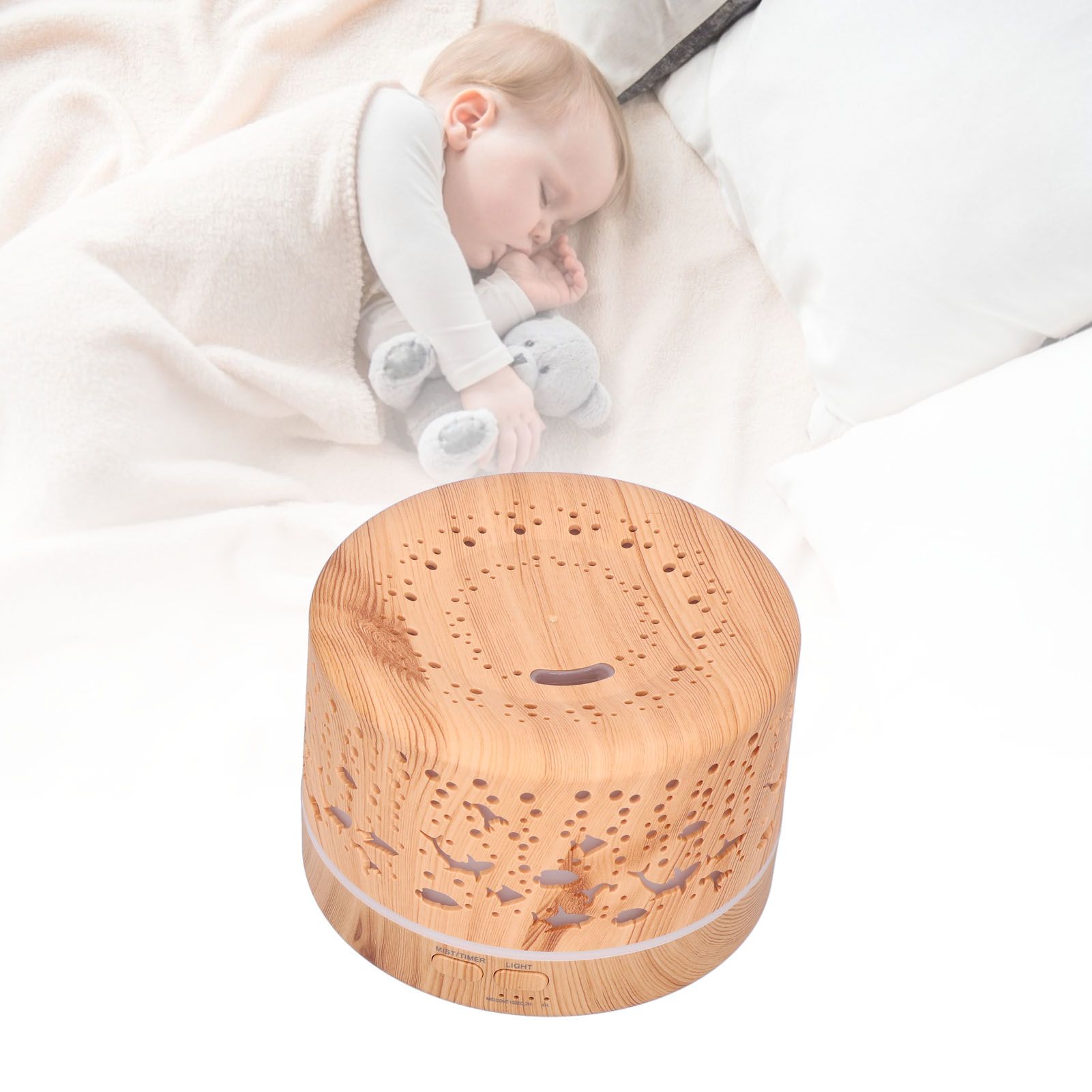 700ml Humidifier Wood Grain Remote Control Aroma Diffuser Bluetooth Speaker view 12
