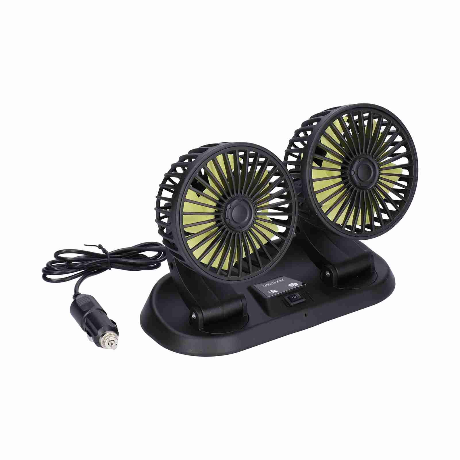 Electric Car Fan 360° Rotatable DoubleHead 5 Blades 2 Speeds Cooling Fan for view 3