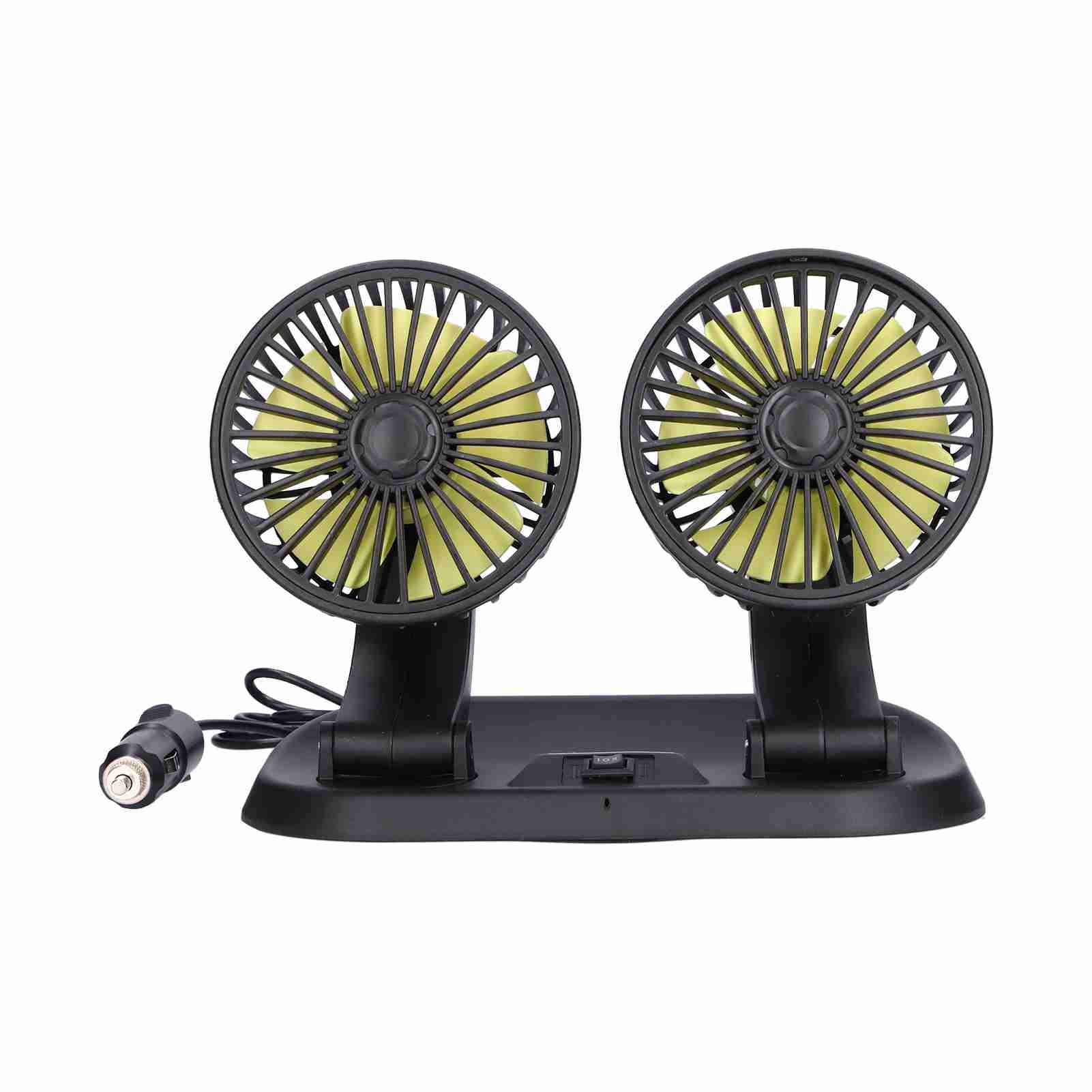 Electric Car Fan 360° Rotatable DoubleHead 5 Blades 2 Speeds Cooling Fan for view 4