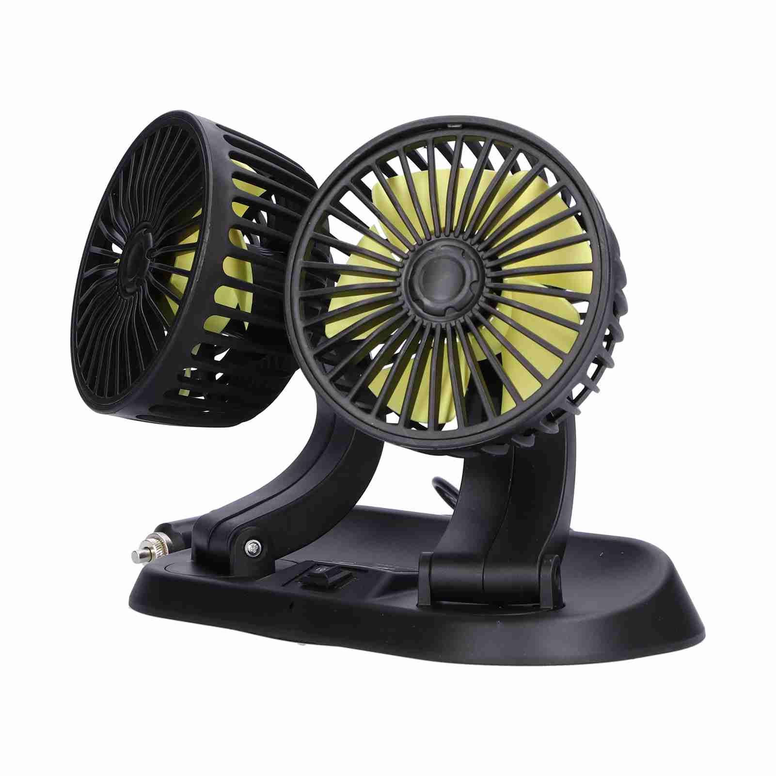 Electric Car Fan 360° Rotatable DoubleHead 5 Blades 2 Speeds Cooling Fan for view 5