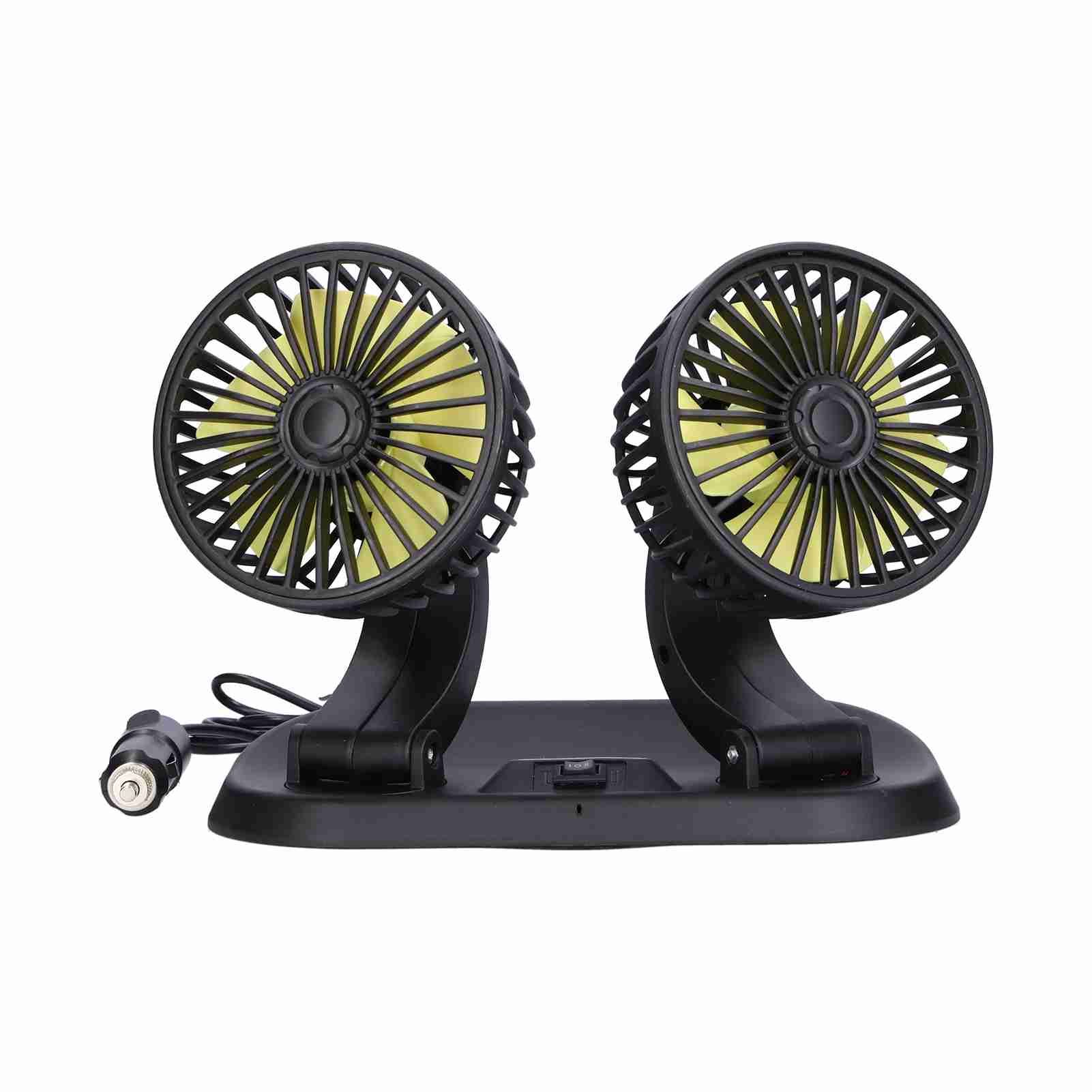 Electric Car Fan 360° Rotatable DoubleHead 5 Blades 2 Speeds Cooling Fan for view 6