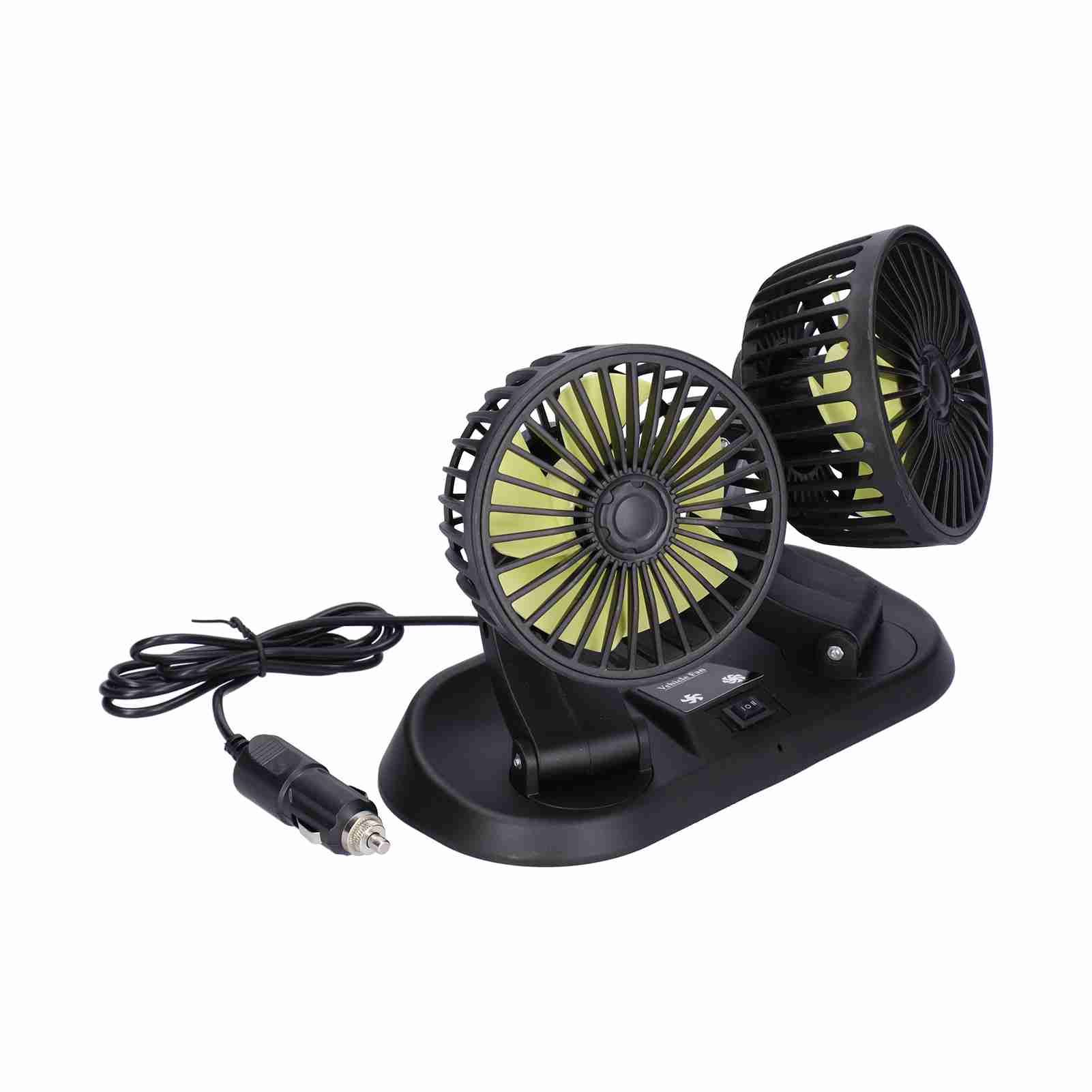 Electric Car Fan 360° Rotatable DoubleHead 5 Blades 2 Speeds Cooling Fan for view 7