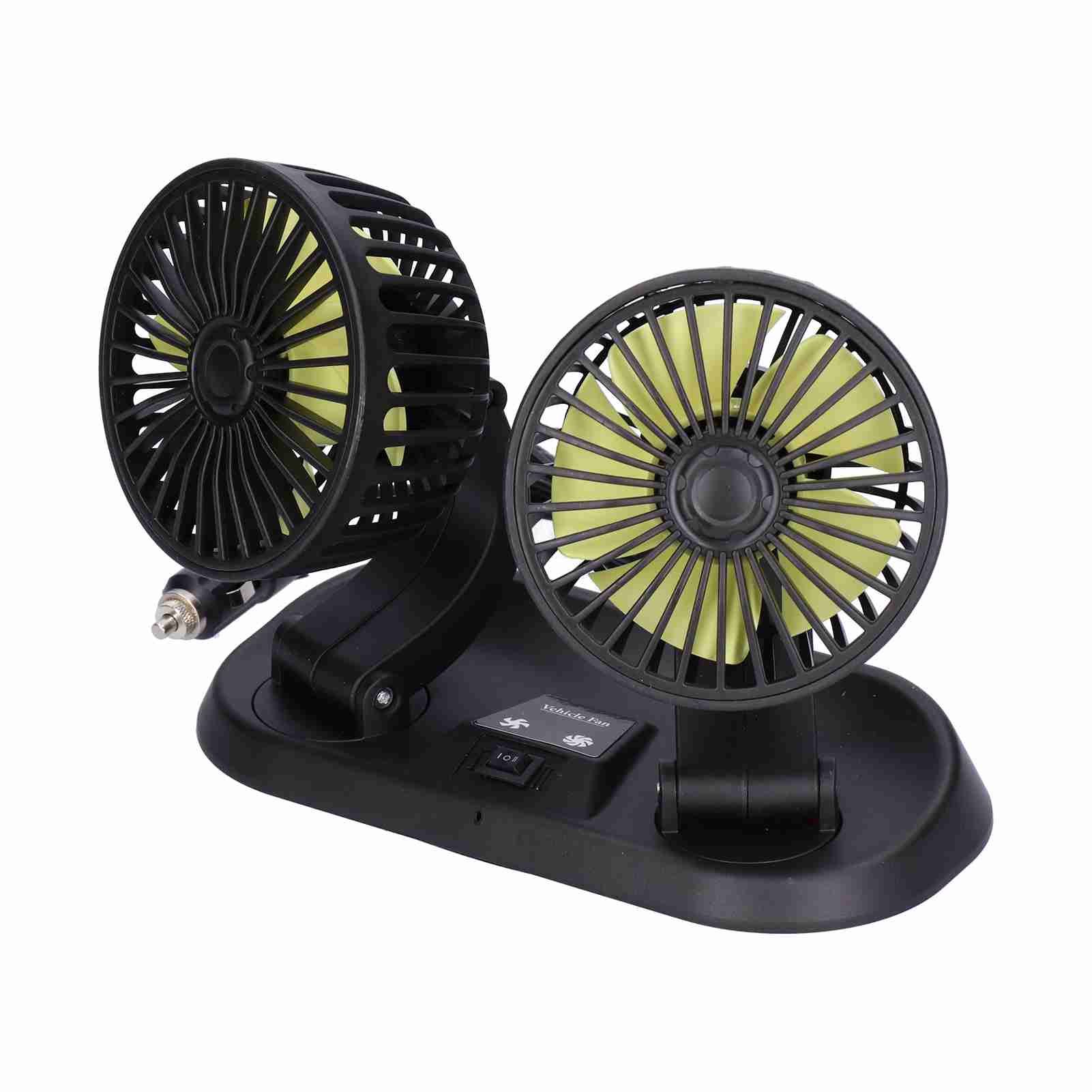 Electric Car Fan 360° Rotatable DoubleHead 5 Blades 2 Speeds Cooling Fan for view 8