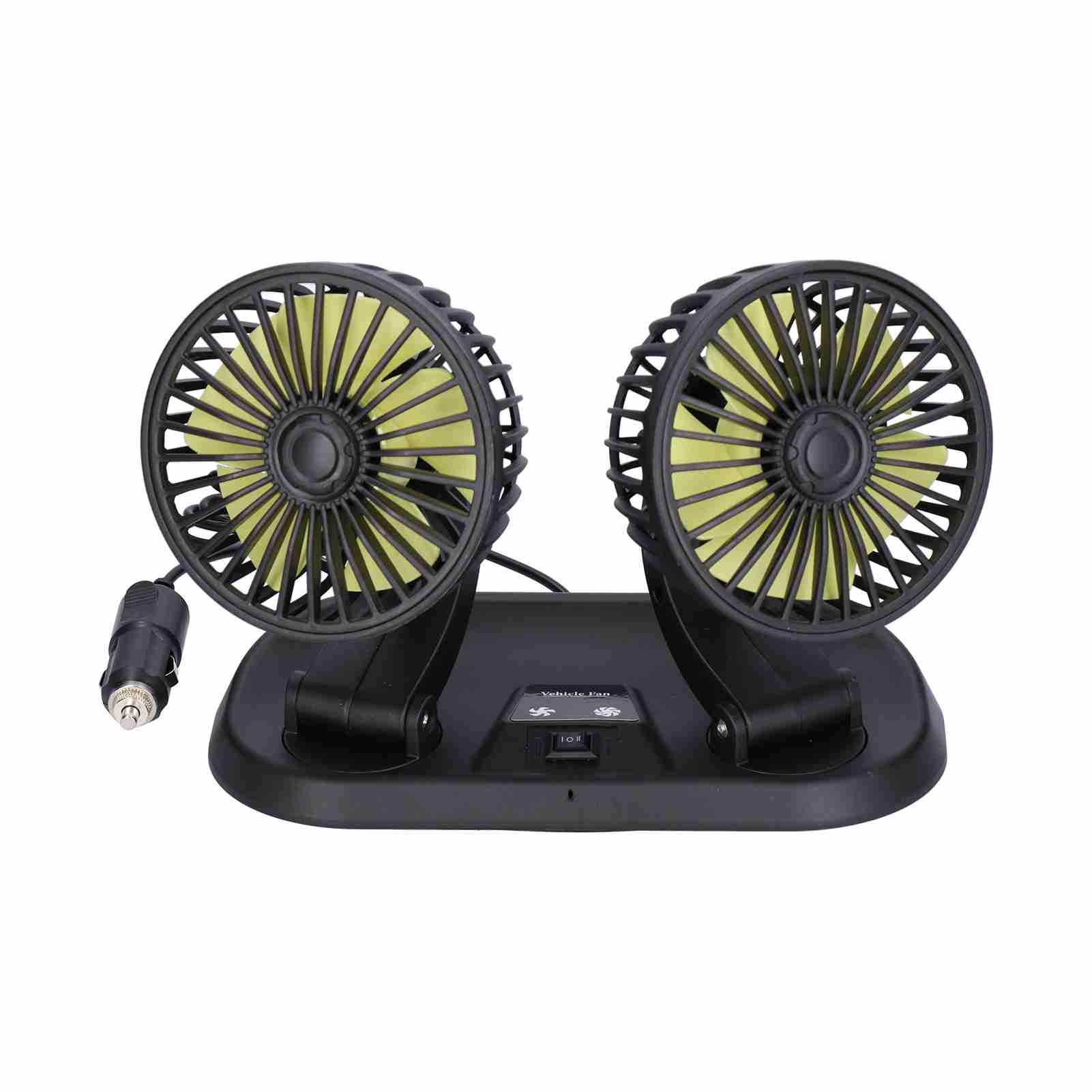 Electric Car Fan 360° Rotatable DoubleHead 5 Blades 2 Speeds Cooling Fan for view 9