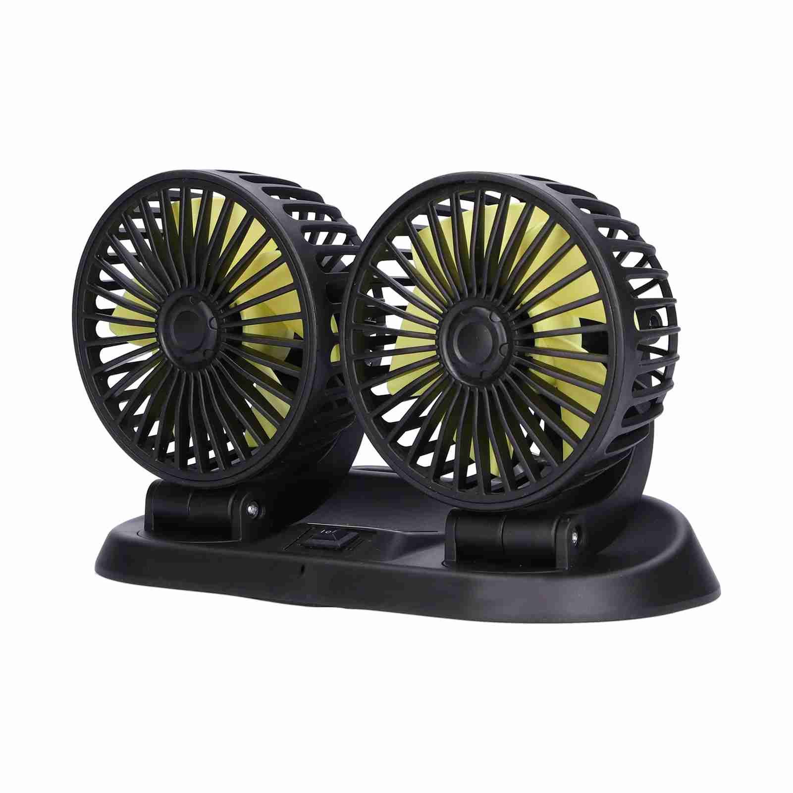 Electric Car Fan 360° Rotatable DoubleHead 5 Blades 2 Speeds Cooling Fan for view 10