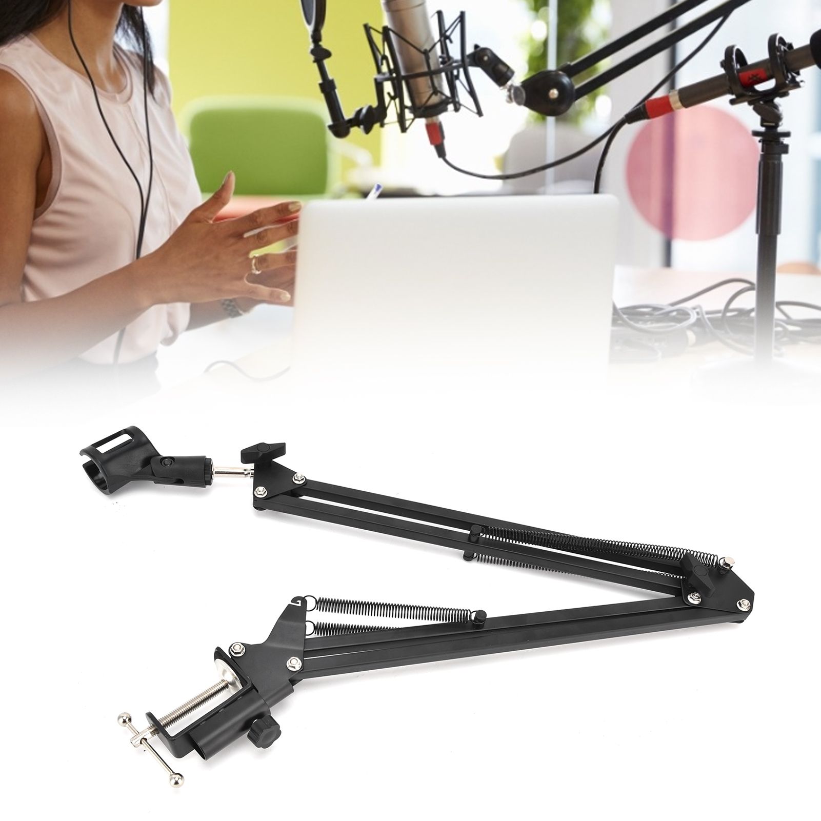 Microphone Stand Desktop Folding Telescopic Live Metal Stable Universal view 12