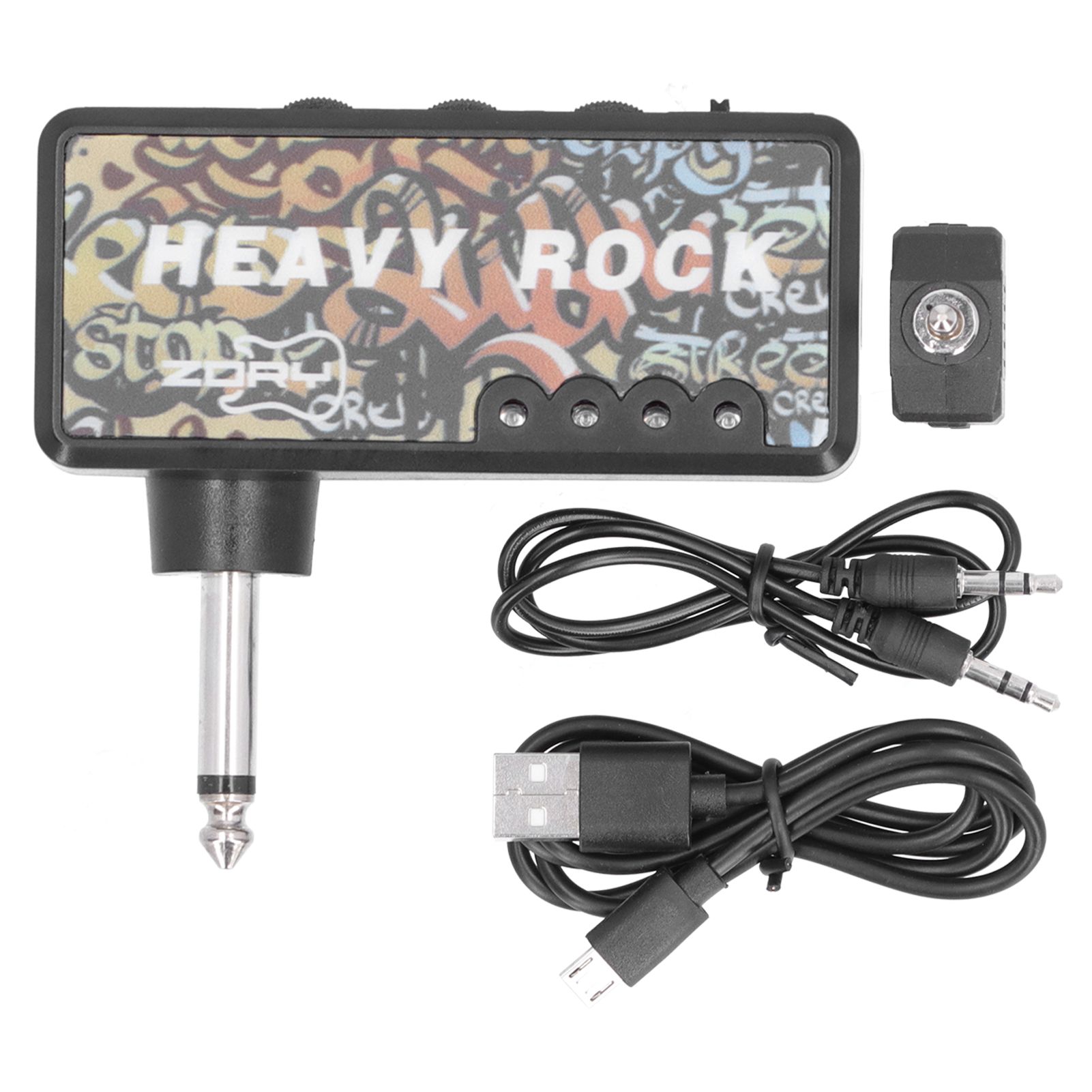 Electric Guitar Bass Headphone Amplifier with Audio Cable Adapter USB Charging view 2