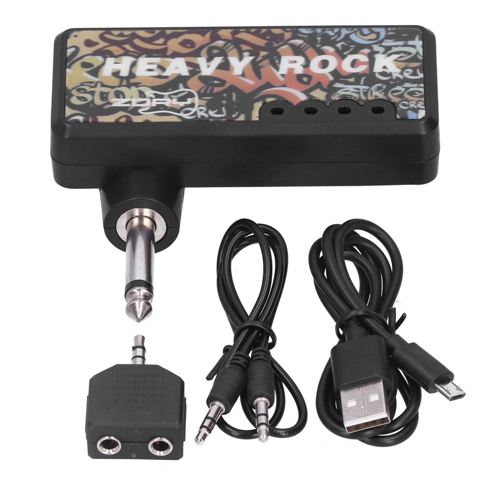 Electric Guitar Bass Headphone Amplifier with Audio Cable Adapter USB Charging view 3