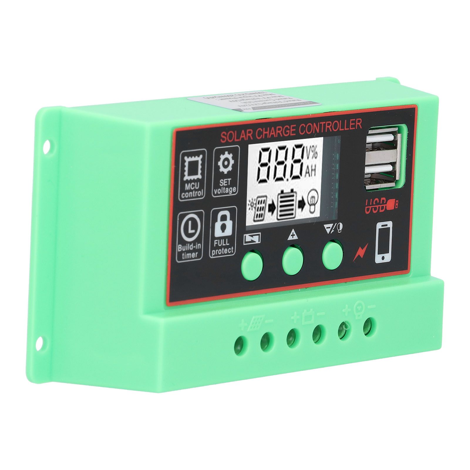 Solar Charge Controller 12V/24V Solar Controller LCD Display USB Interface view 4
