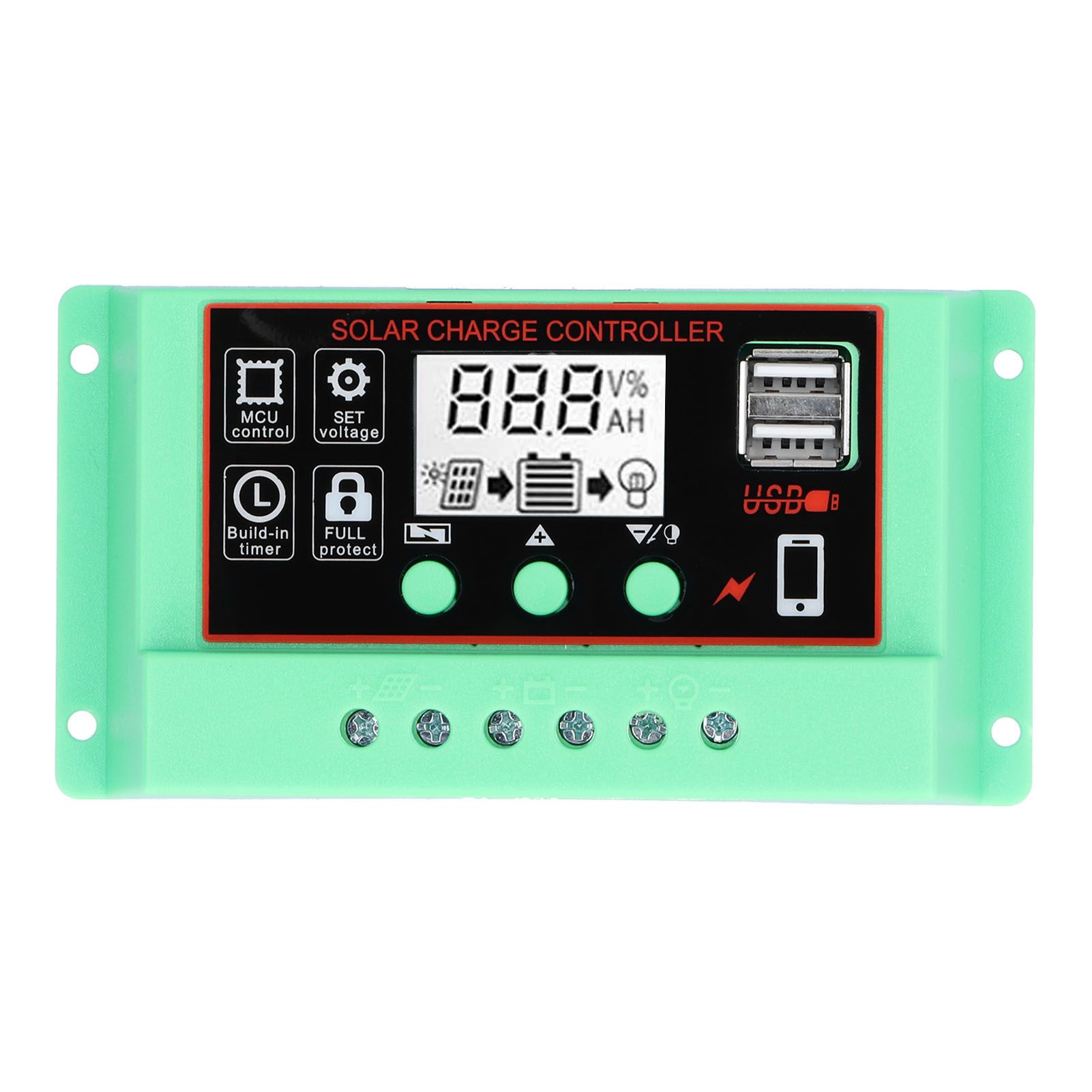Solar Charge Controller 12V/24V Solar Controller LCD Display USB Interface view 5