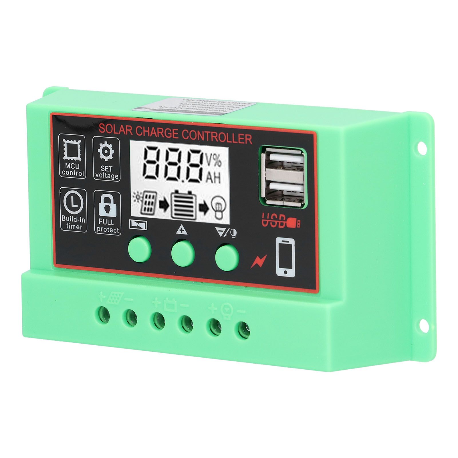 Solar Charge Controller 12V/24V Solar Controller LCD Display USB Interface view 6