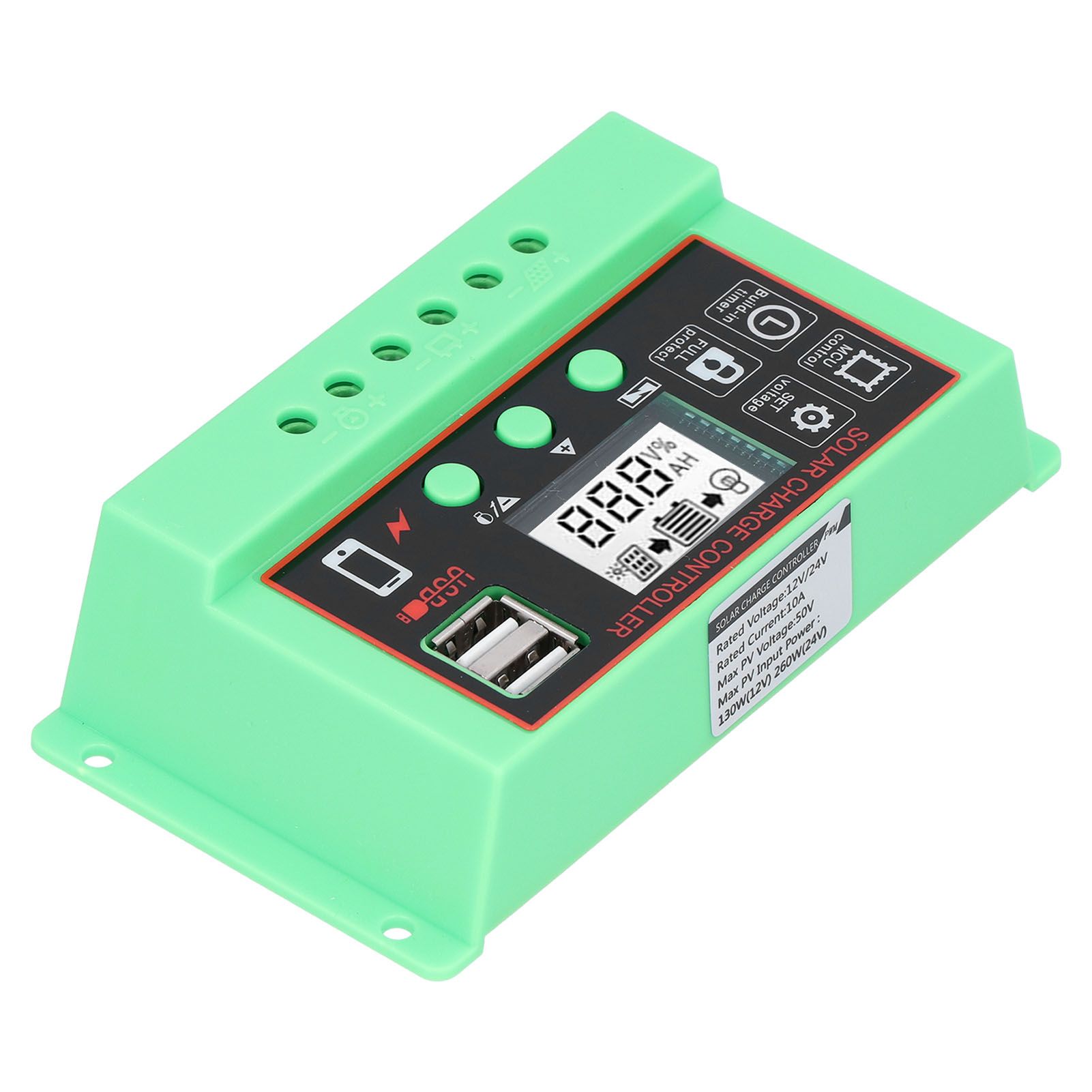 Solar Charge Controller 12V/24V Solar Controller LCD Display USB Interface view 9