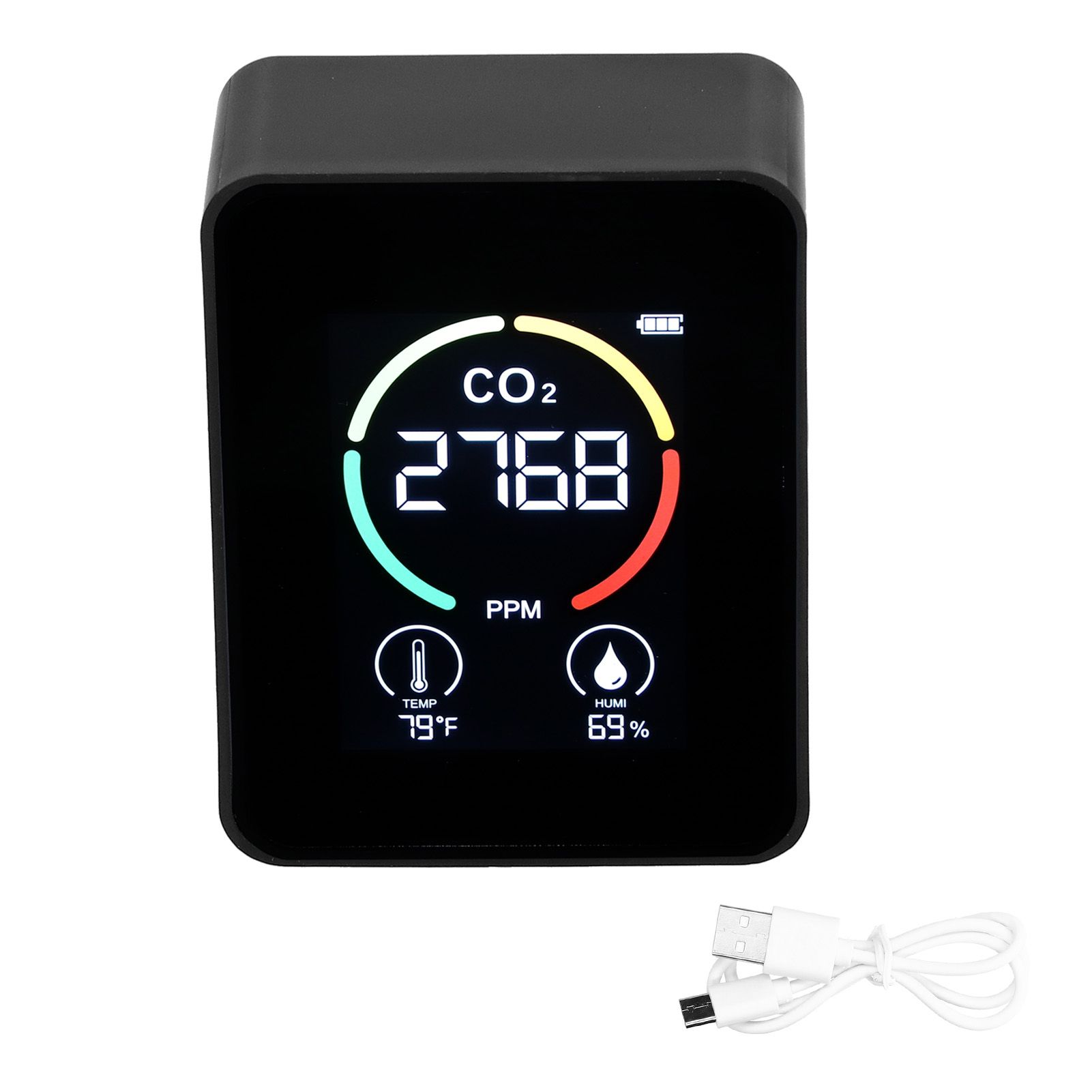 Carbon Dioxide Detector Semiconductor USB Charging LCD Temperature Humidity view 2
