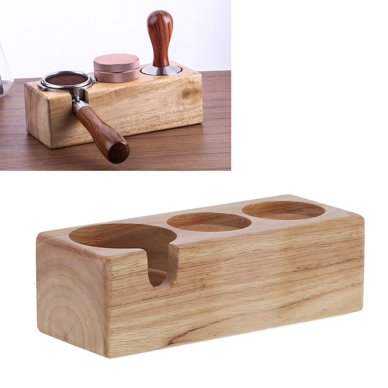 3‑Hole Composite Wood Coffee Handle Holder Rack Base Coffee Tamper Stand for view 11