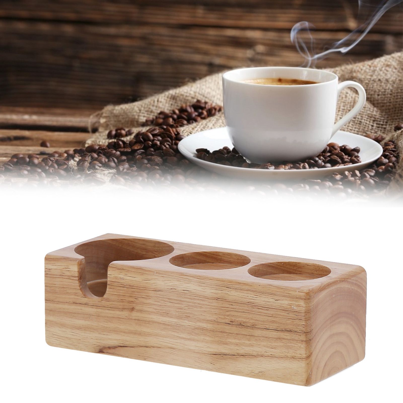 3‑Hole Composite Wood Coffee Handle Holder Rack Base Coffee Tamper Stand for view 12