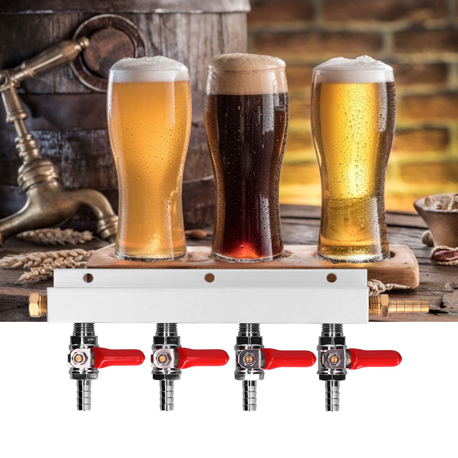 4 Way CO2 Gas Distribution Manifold with 5/16in Beer Integrated Check Valves view 11