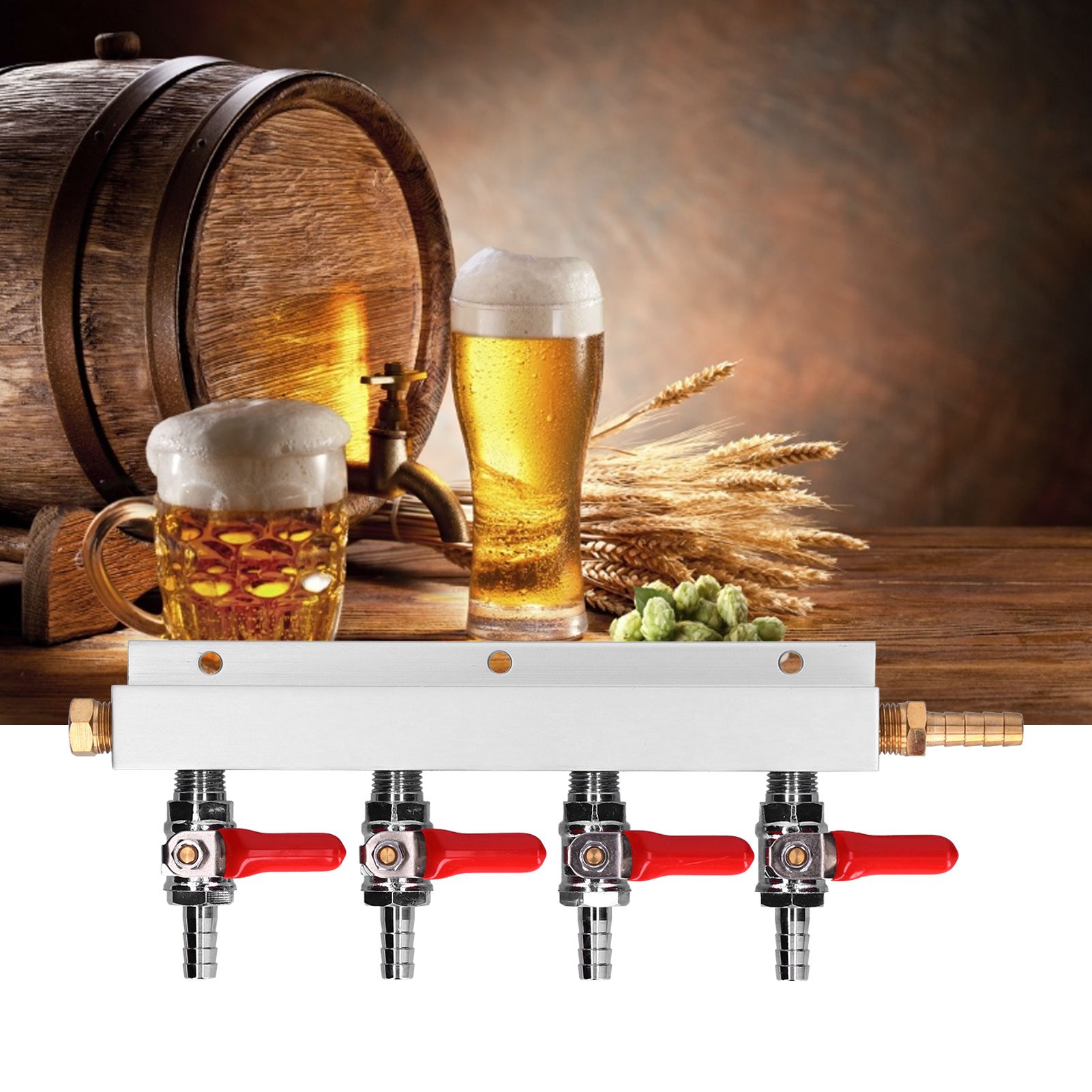 4 Way CO2 Gas Distribution Manifold with 5/16in Beer Integrated Check Valves view 12