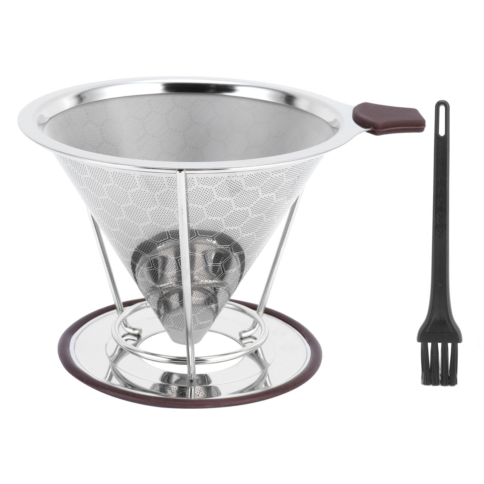 Stainless Steel Filter with Holder Coffee Filter Mesh Funnel Kitchen Coffee view 2