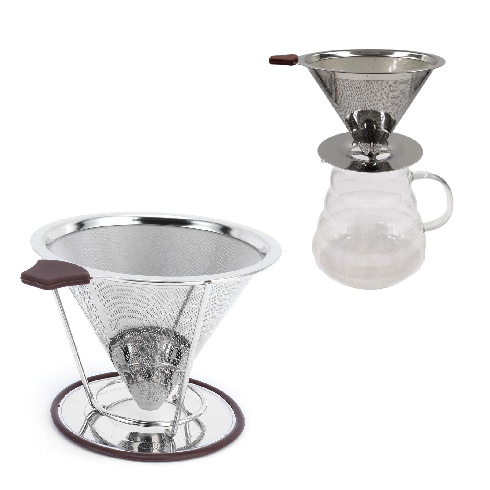 Stainless Steel Filter with Holder Coffee Filter Mesh Funnel Kitchen Coffee view 11