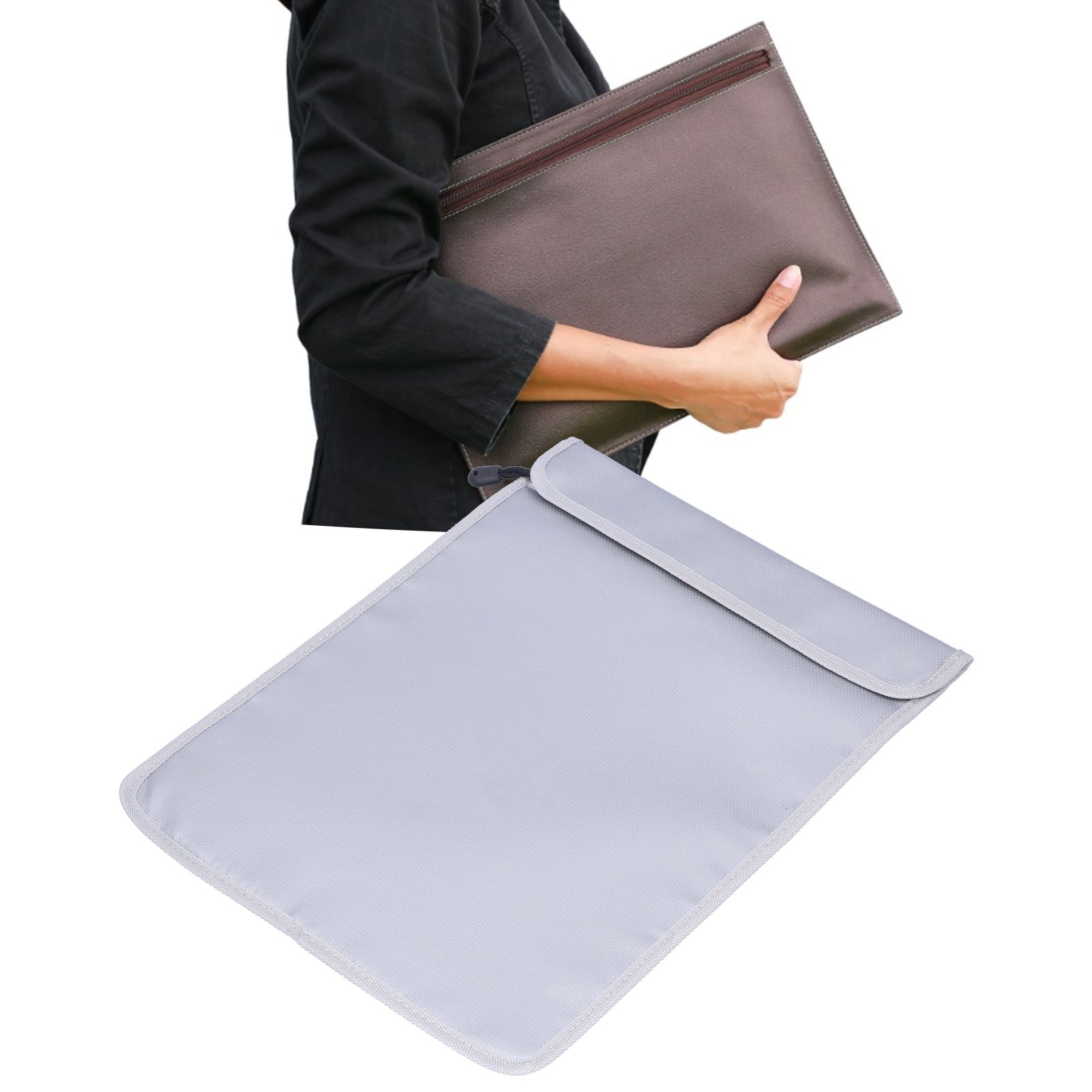 38x28cm Fireproof Safe Storage Pouch Waterproof Money Document Bag with Double view 11