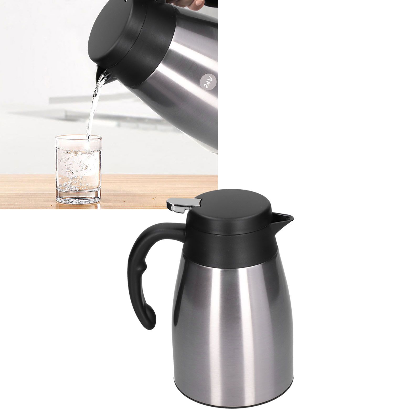 24V 1200ml Car Water Heater Pot with Base Portable Stainless Steel Electric view 12