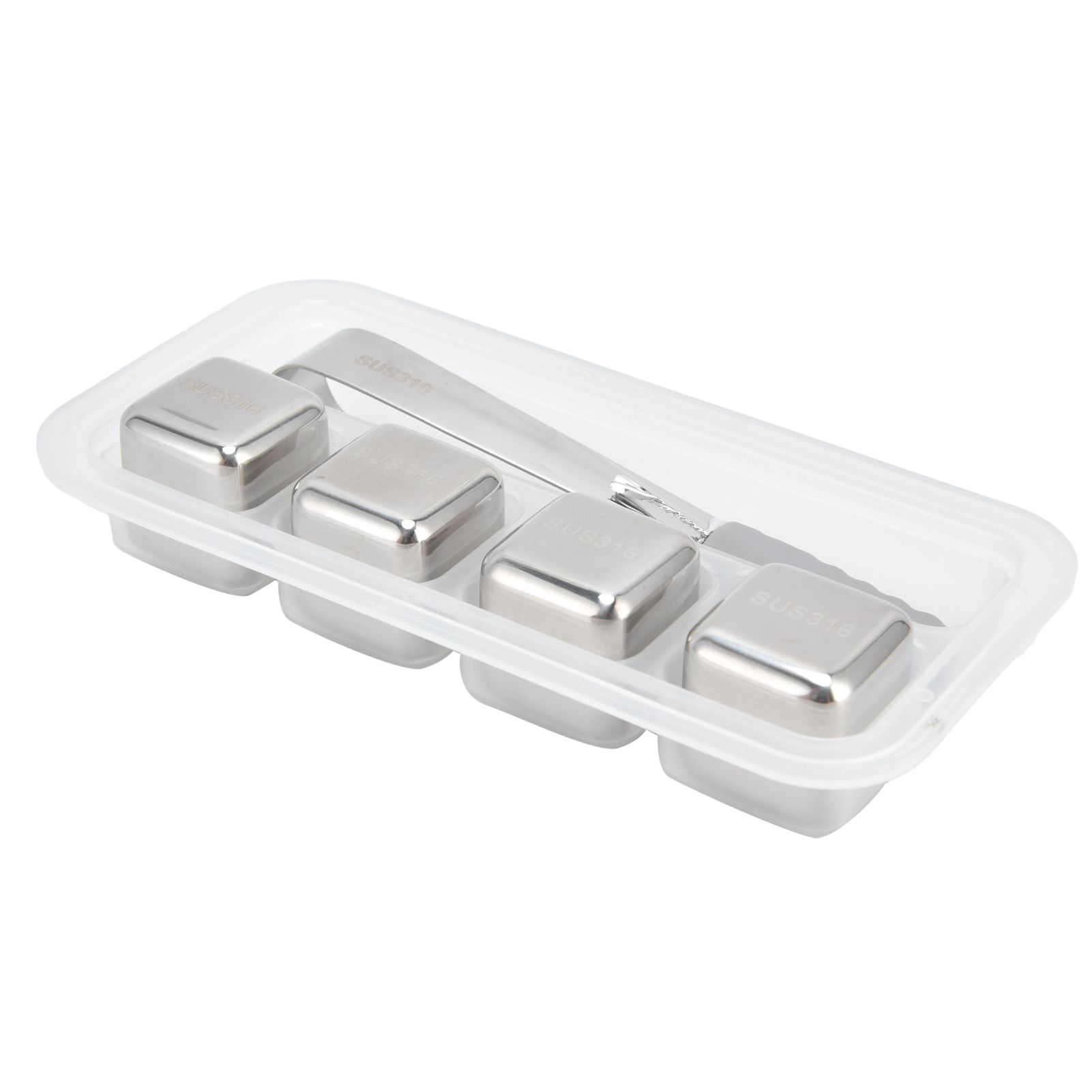 Reusable Stainless Steel Ice Cubes 4PCS Whiskey Stones Chilling Rocks with Ice
