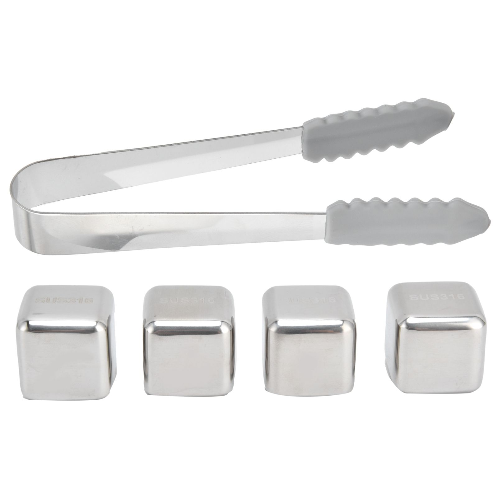 Reusable Stainless Steel Ice Cubes 4PCS Whiskey Stones Chilling Rocks with Ice view 4