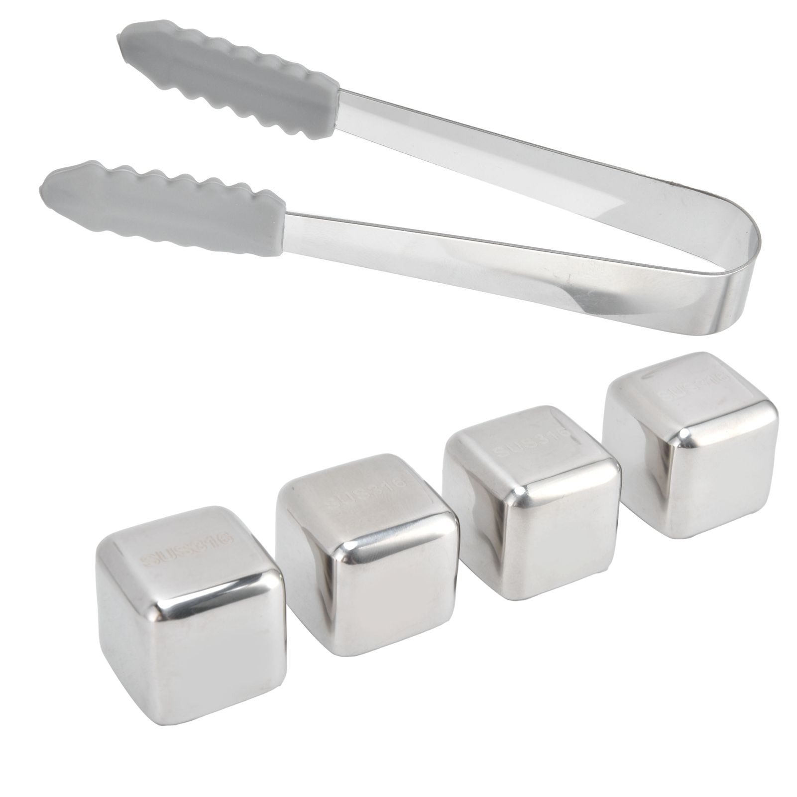 Reusable Stainless Steel Ice Cubes 4PCS Whiskey Stones Chilling Rocks with Ice view 5
