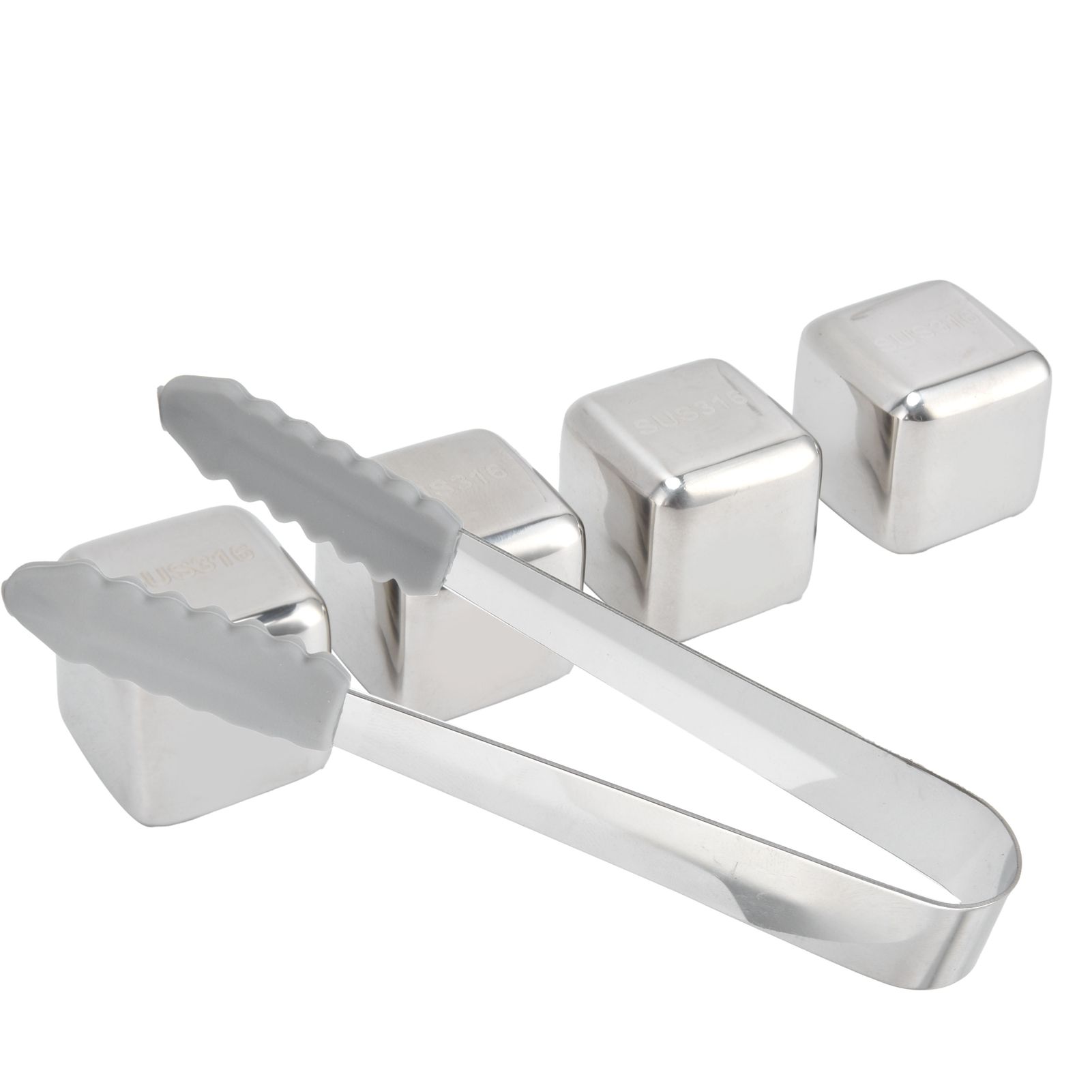 Reusable Stainless Steel Ice Cubes 4PCS Whiskey Stones Chilling Rocks with Ice view 6