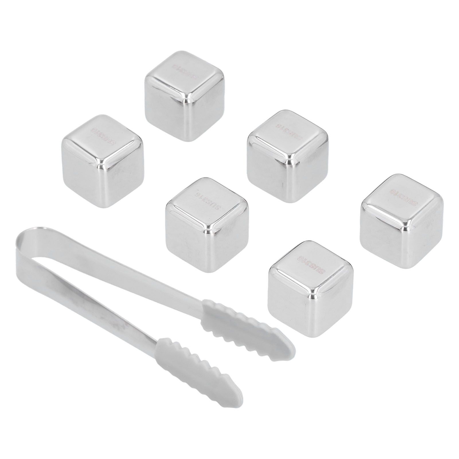 6Pcs Stainless Steel Ice Cubes Reusable Whiskey Wine Beer Beverages Ice Stone