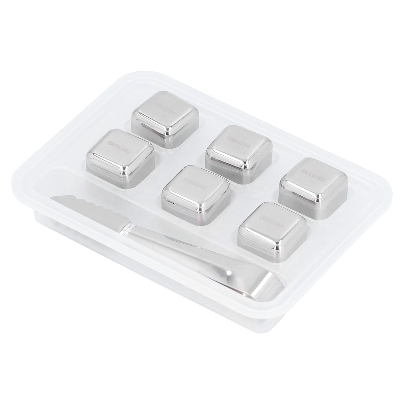 6Pcs Stainless Steel Ice Cubes Reusable Whiskey Wine Beer Beverages Ice Stone view 2
