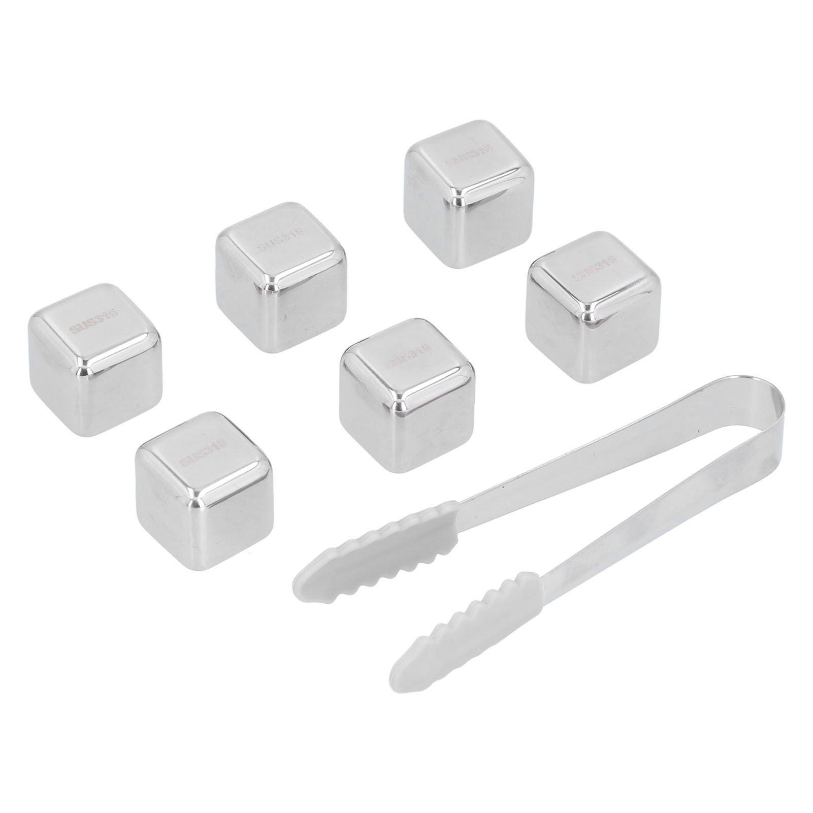 6Pcs Stainless Steel Ice Cubes Reusable Whiskey Wine Beer Beverages Ice Stone view 5