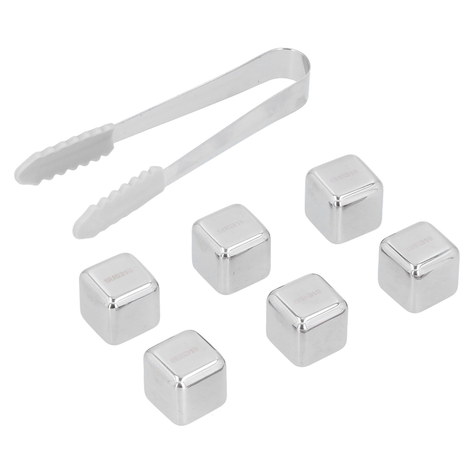 6Pcs Stainless Steel Ice Cubes Reusable Whiskey Wine Beer Beverages Ice Stone view 6