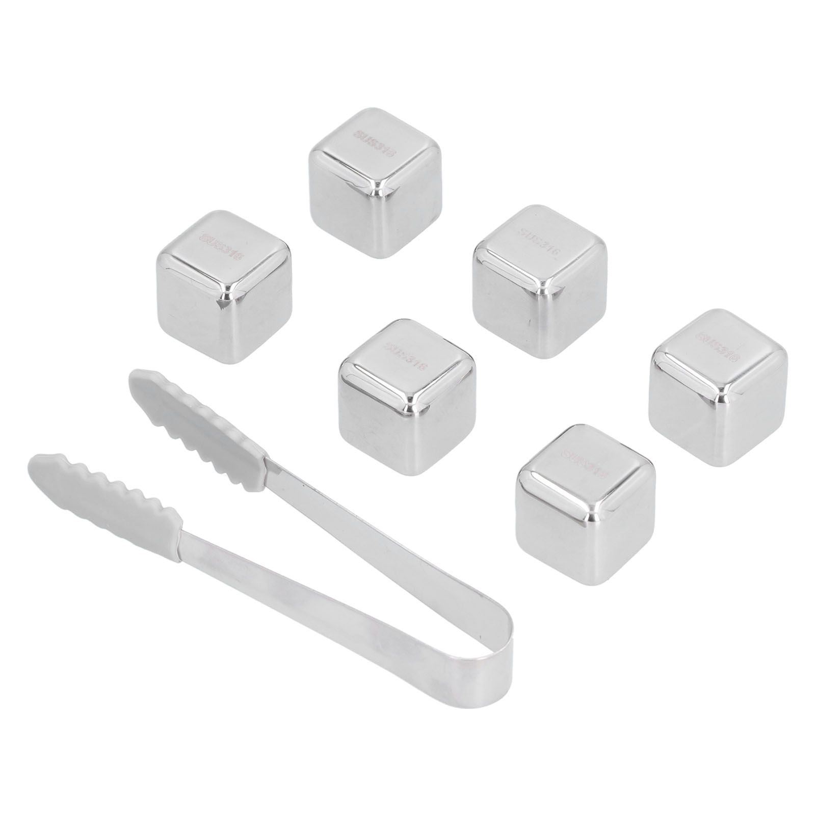 6Pcs Stainless Steel Ice Cubes Reusable Whiskey Wine Beer Beverages Ice Stone view 7