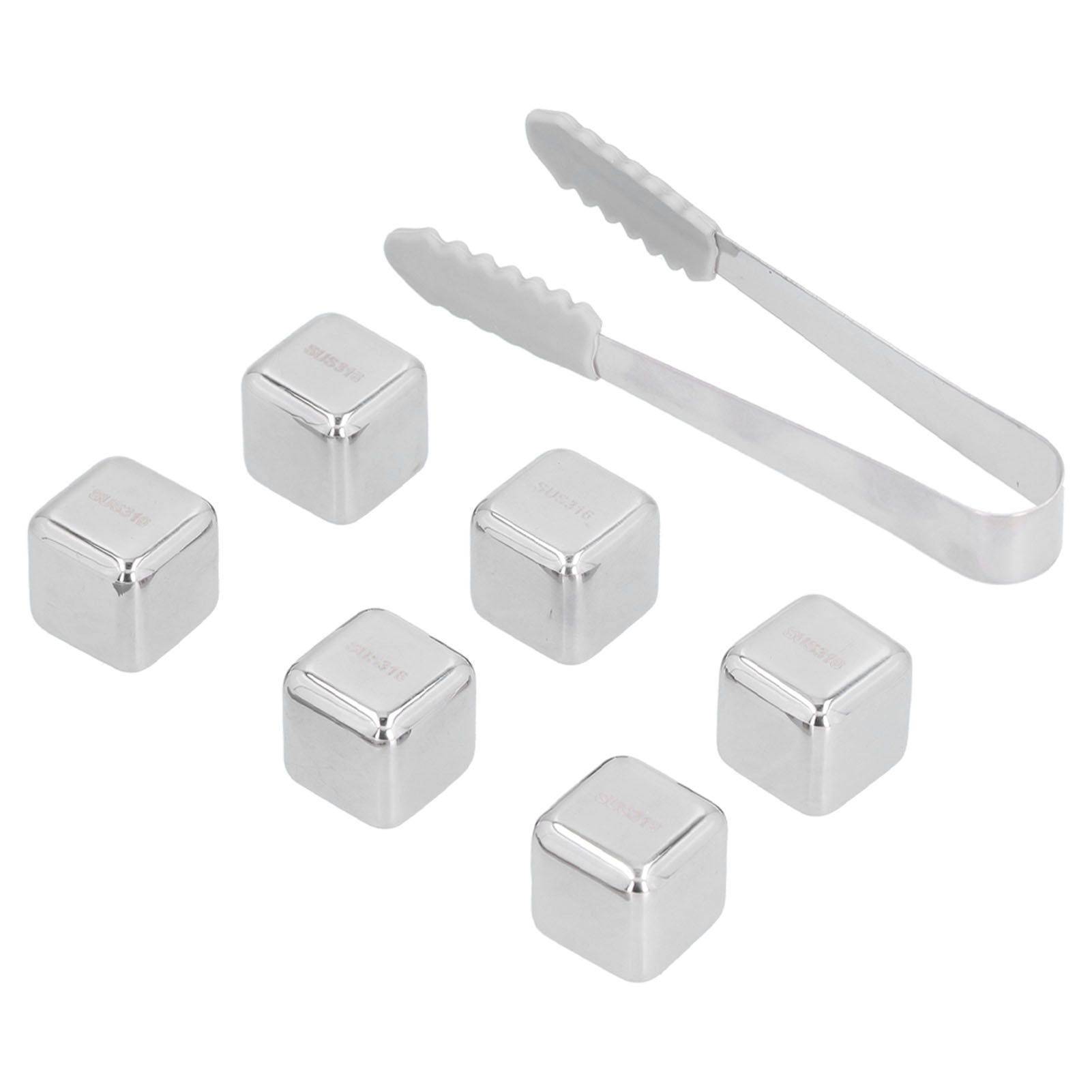 6Pcs Stainless Steel Ice Cubes Reusable Whiskey Wine Beer Beverages Ice Stone view 8