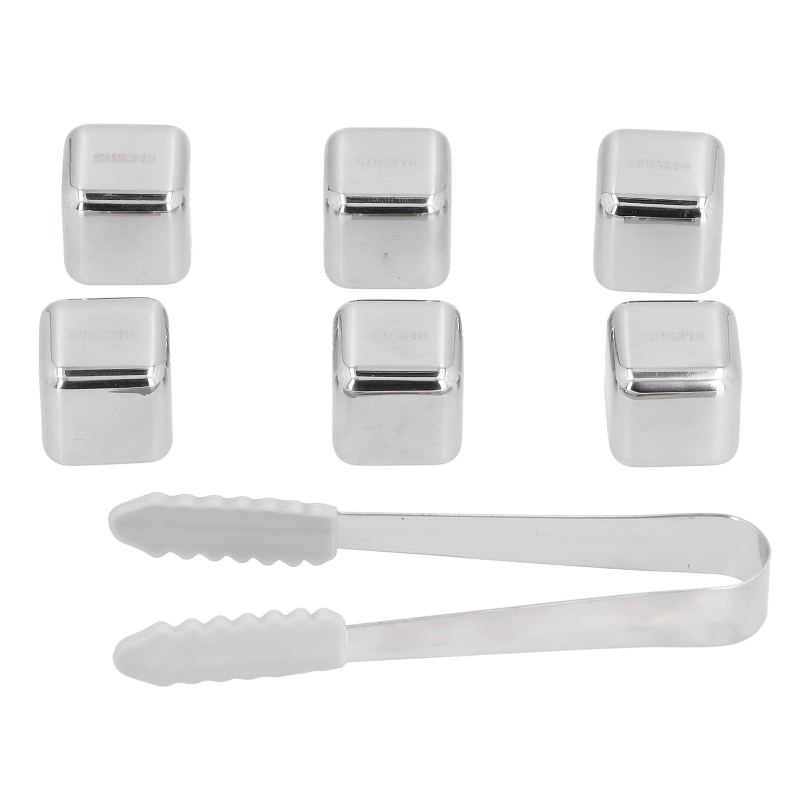 6Pcs Stainless Steel Ice Cubes Reusable Whiskey Wine Beer Beverages Ice Stone view 9