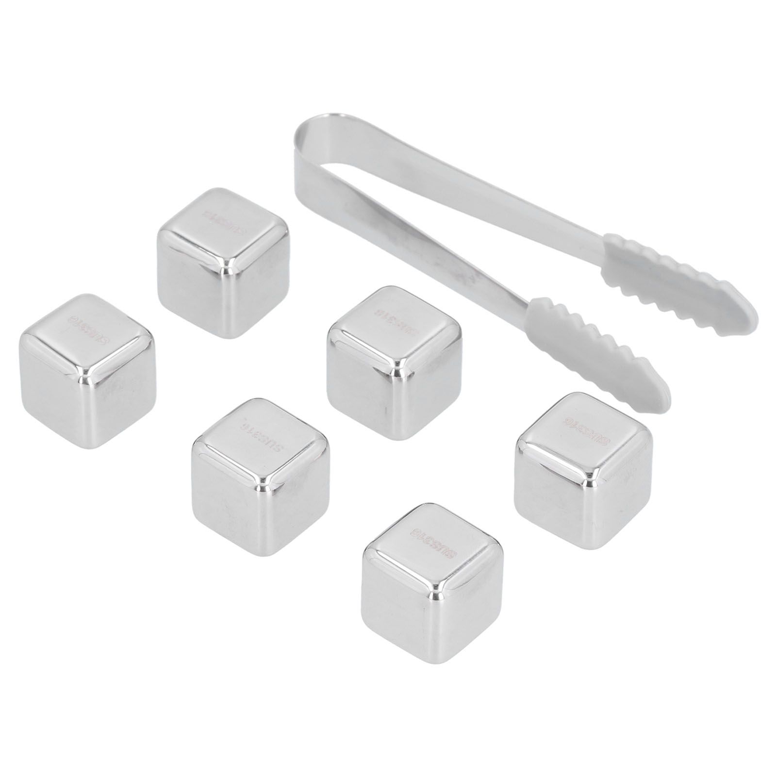 6Pcs Stainless Steel Ice Cubes Reusable Whiskey Wine Beer Beverages Ice Stone view 10