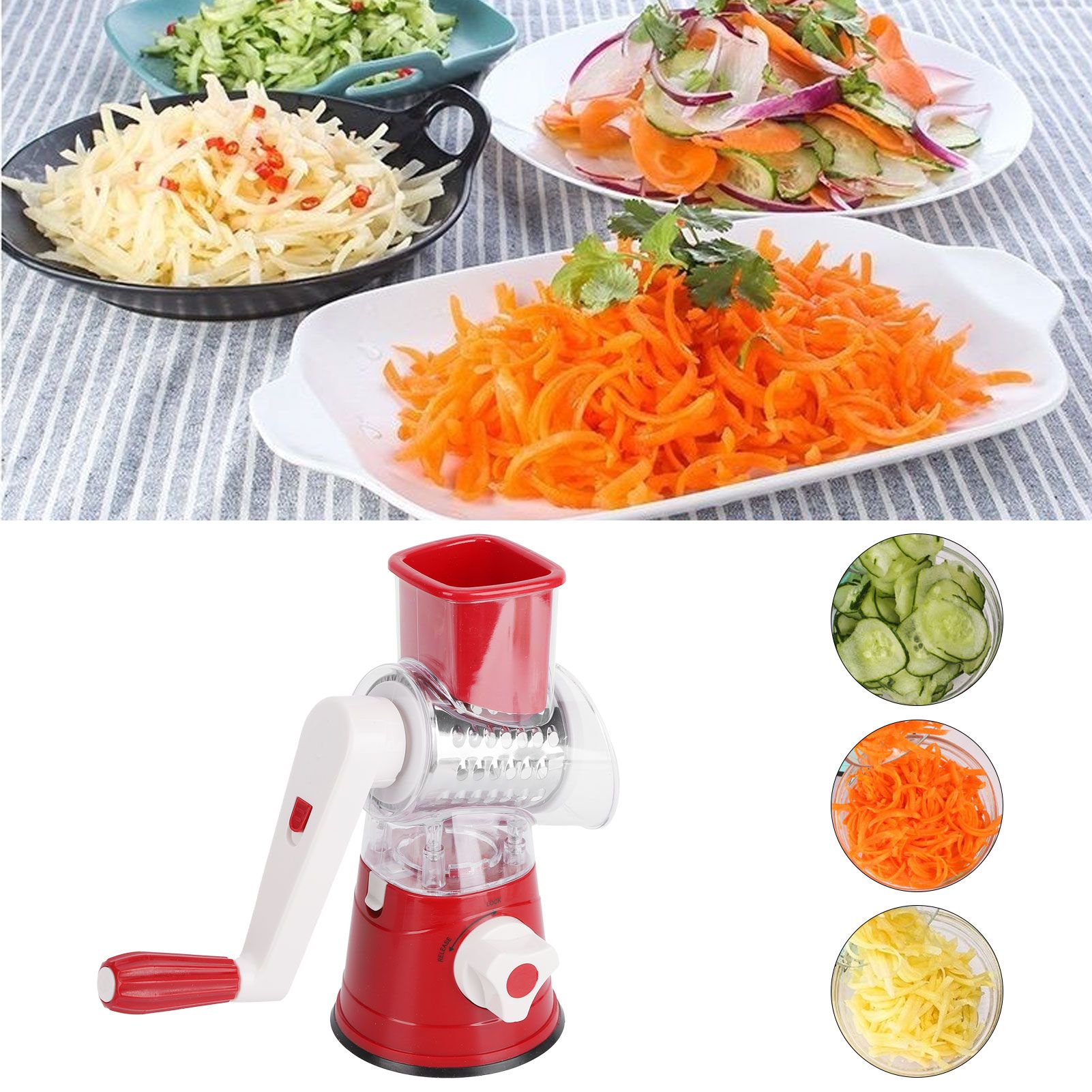 Hand Crank Vegetable Cutter Rotatable Fruit Grater Shredder Cutter Kitchen view 12