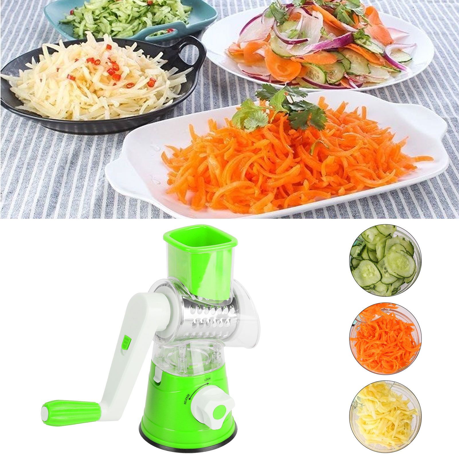 Hand Crank Vegetable Cutter Rotatable Fruit Grater Shredder Cutter Kitchen view 12