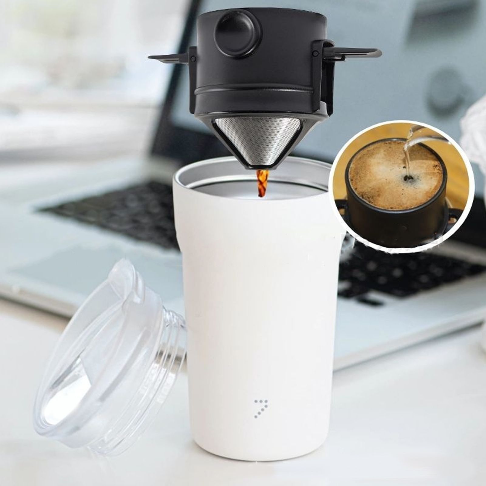 ConeShape Coffee Filter Stainless Steel Foldable 2Layer Coffee Dripper Tool view 11