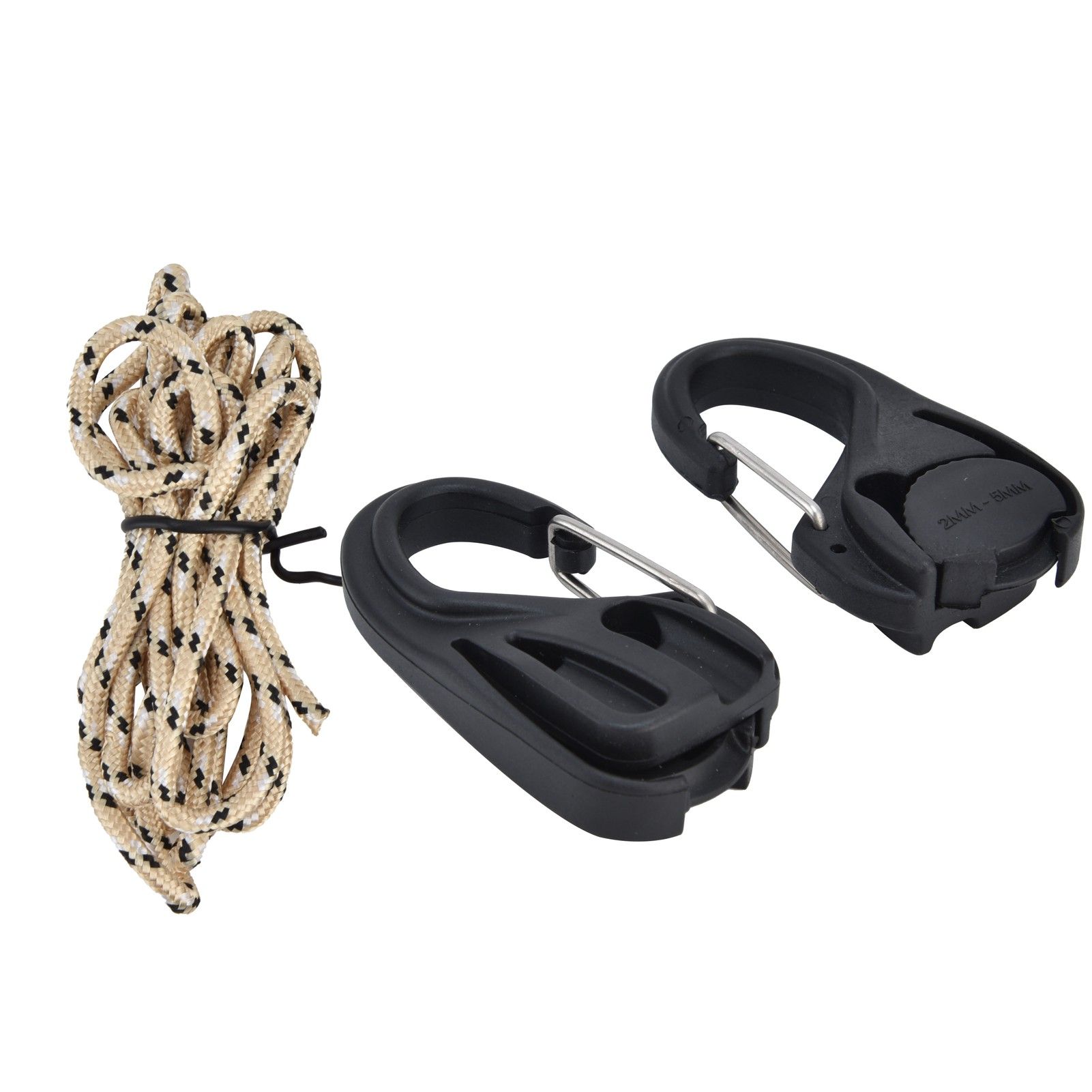 2Pcs Heavy Duty Rope Tightener Ratchet Tie Down Rope Carabiner Hook Tent view 3