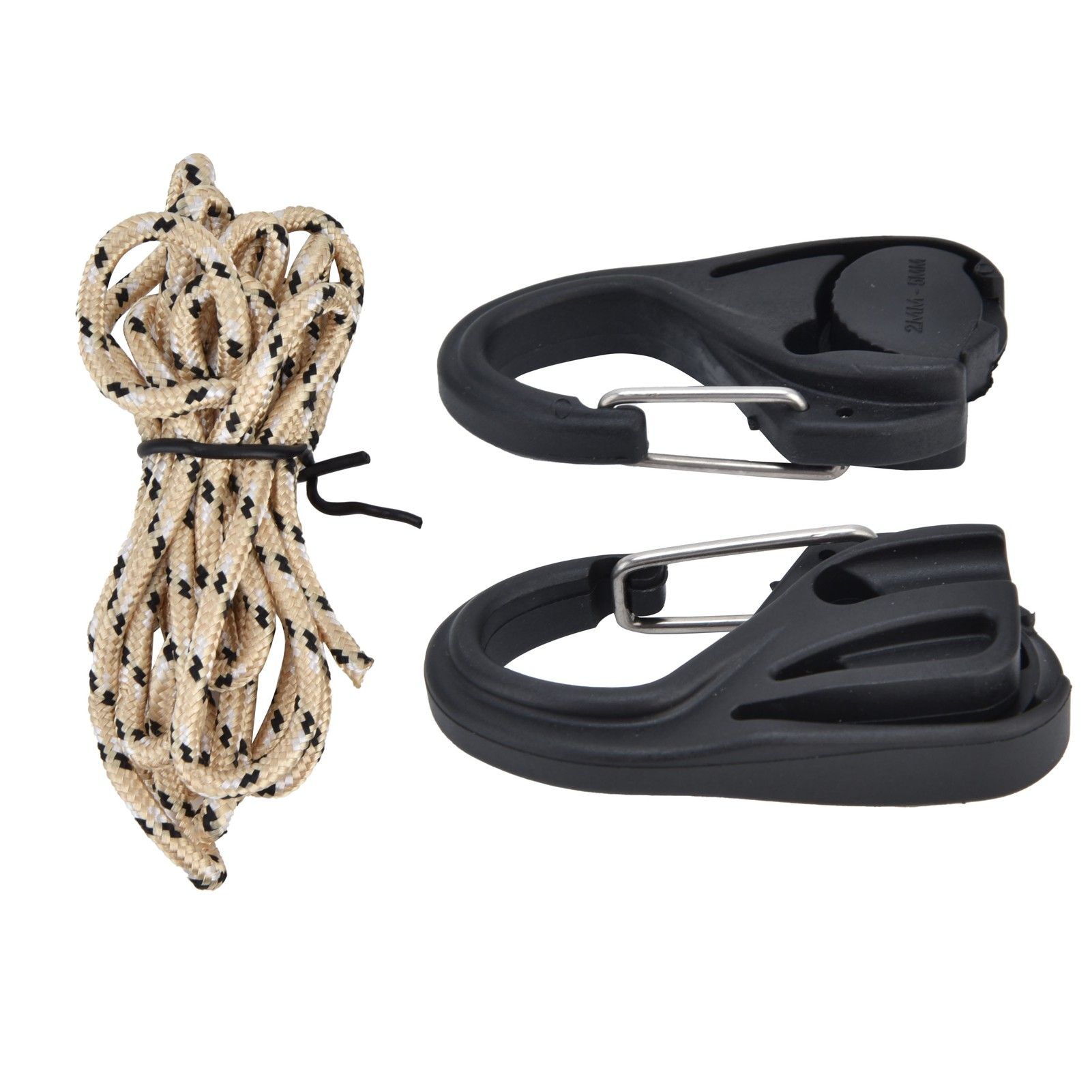 2Pcs Heavy Duty Rope Tightener Ratchet Tie Down Rope Carabiner Hook Tent view 4